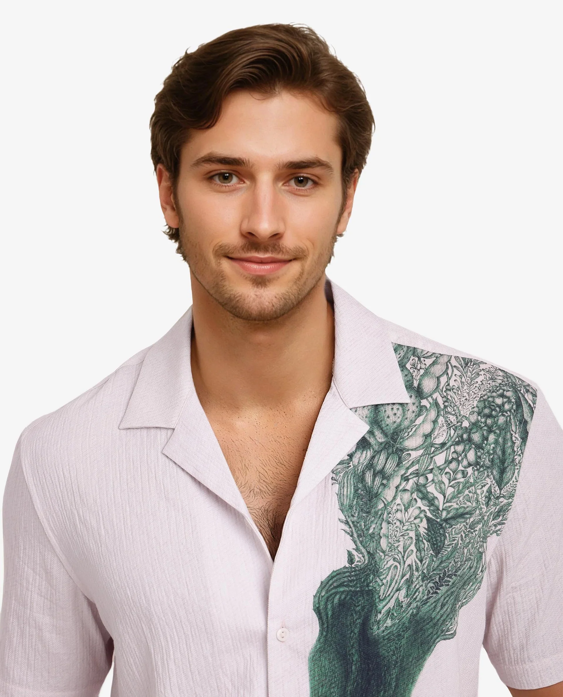 Rare Rabbit Men's Brok Pastel Pink Cotton Abstract Print Boxy Fit Half Sleeve Cuban Collar Shirt - Image 6