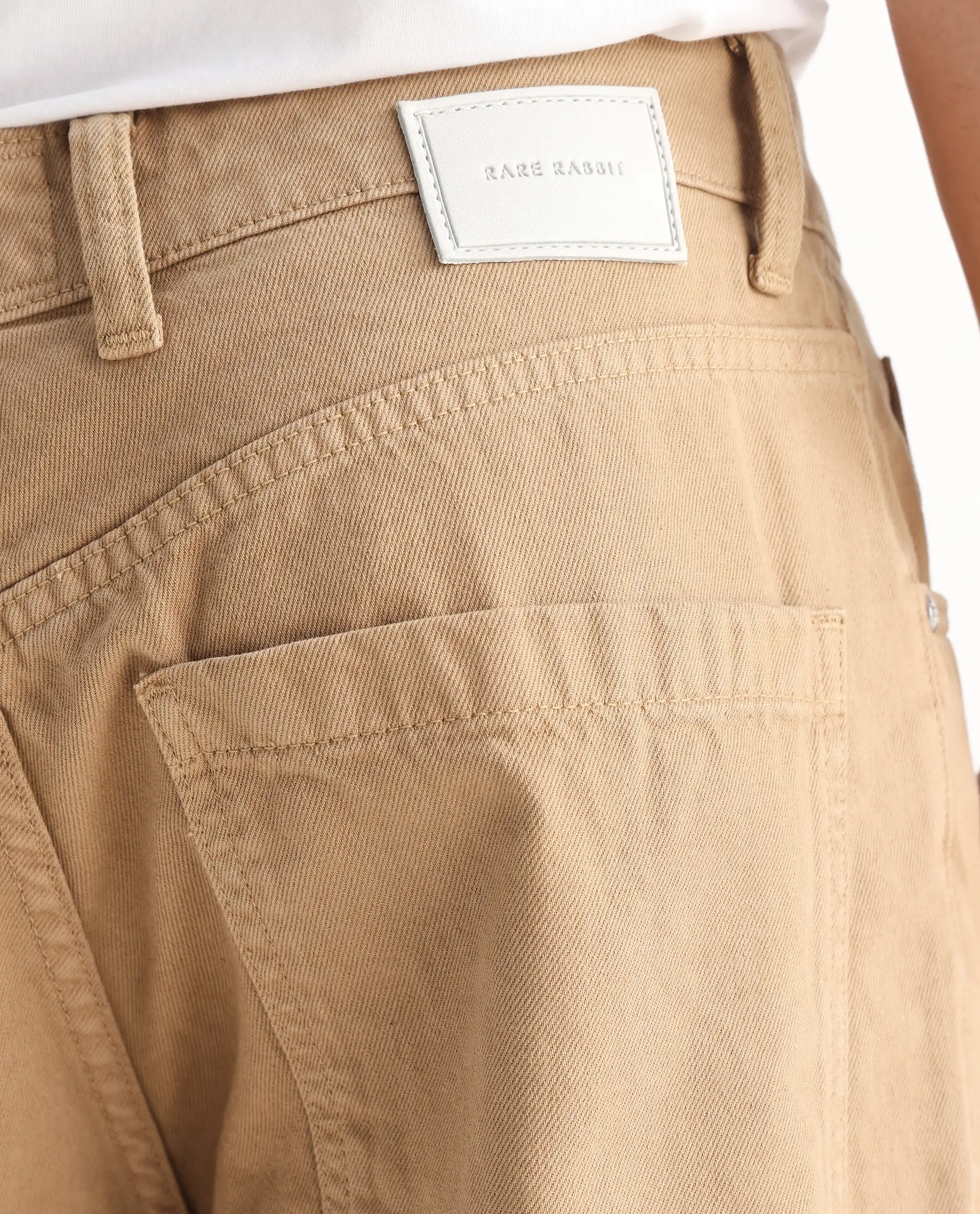 Rare Rabbit Men's Bron Beige Cotton Plain Baggy Fit Jeans - Image 9