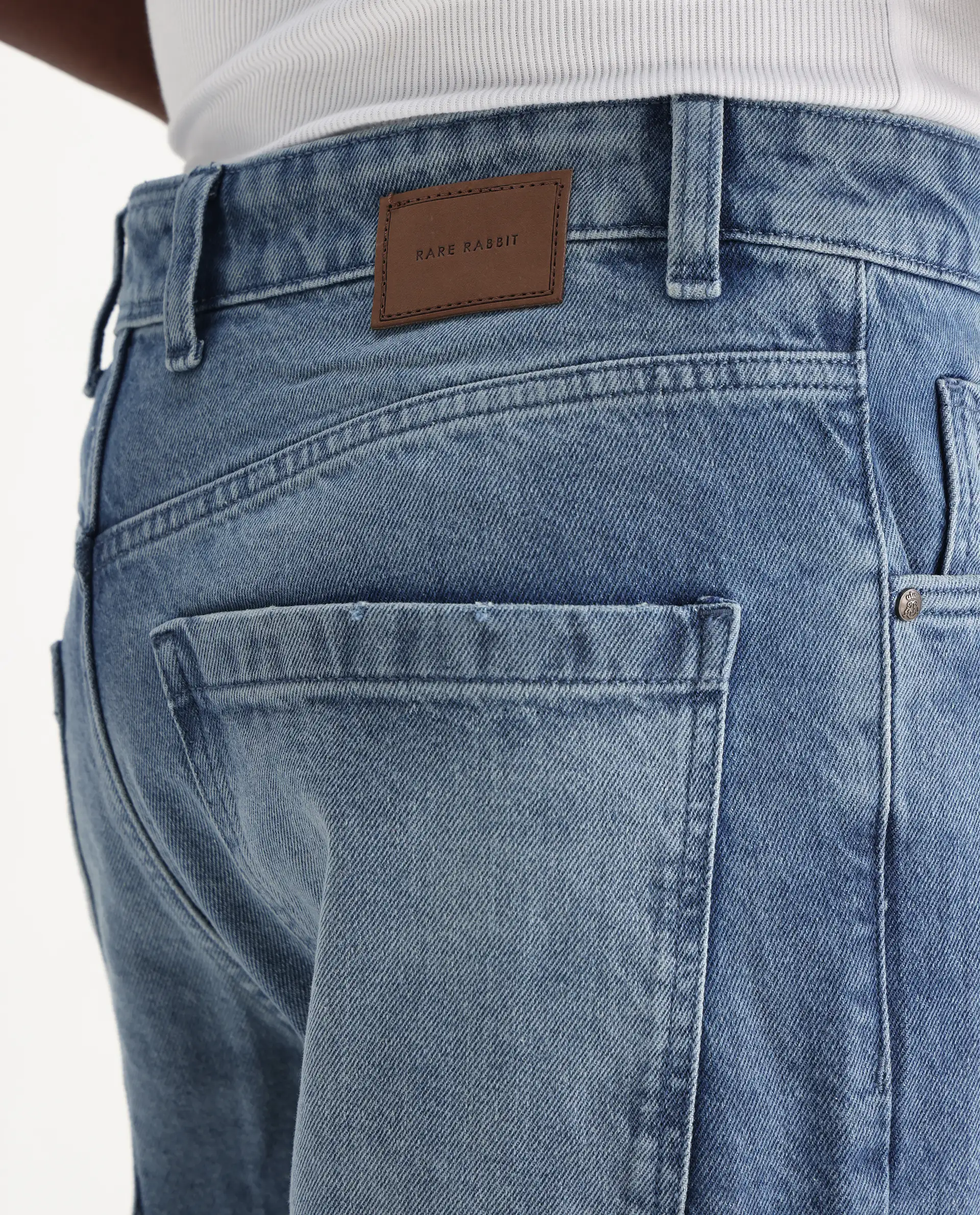 Rare Rabbit Men's Bron Blue Cotton Plain Baggy Fit Jeans - Image 8