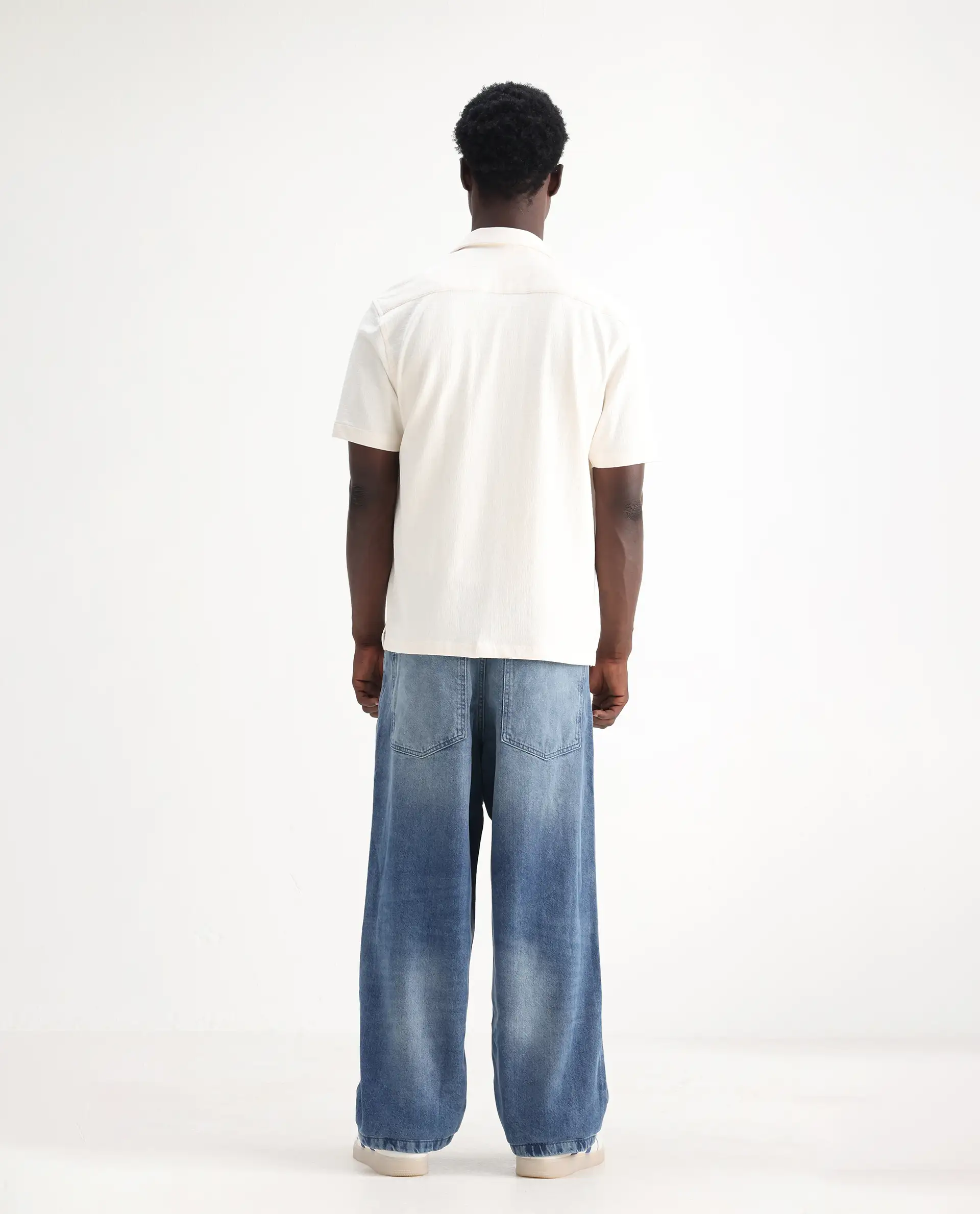 Rare Rabbit Men's Bron Blue Cotton Plain Baggy Fit Jeans - Image 9