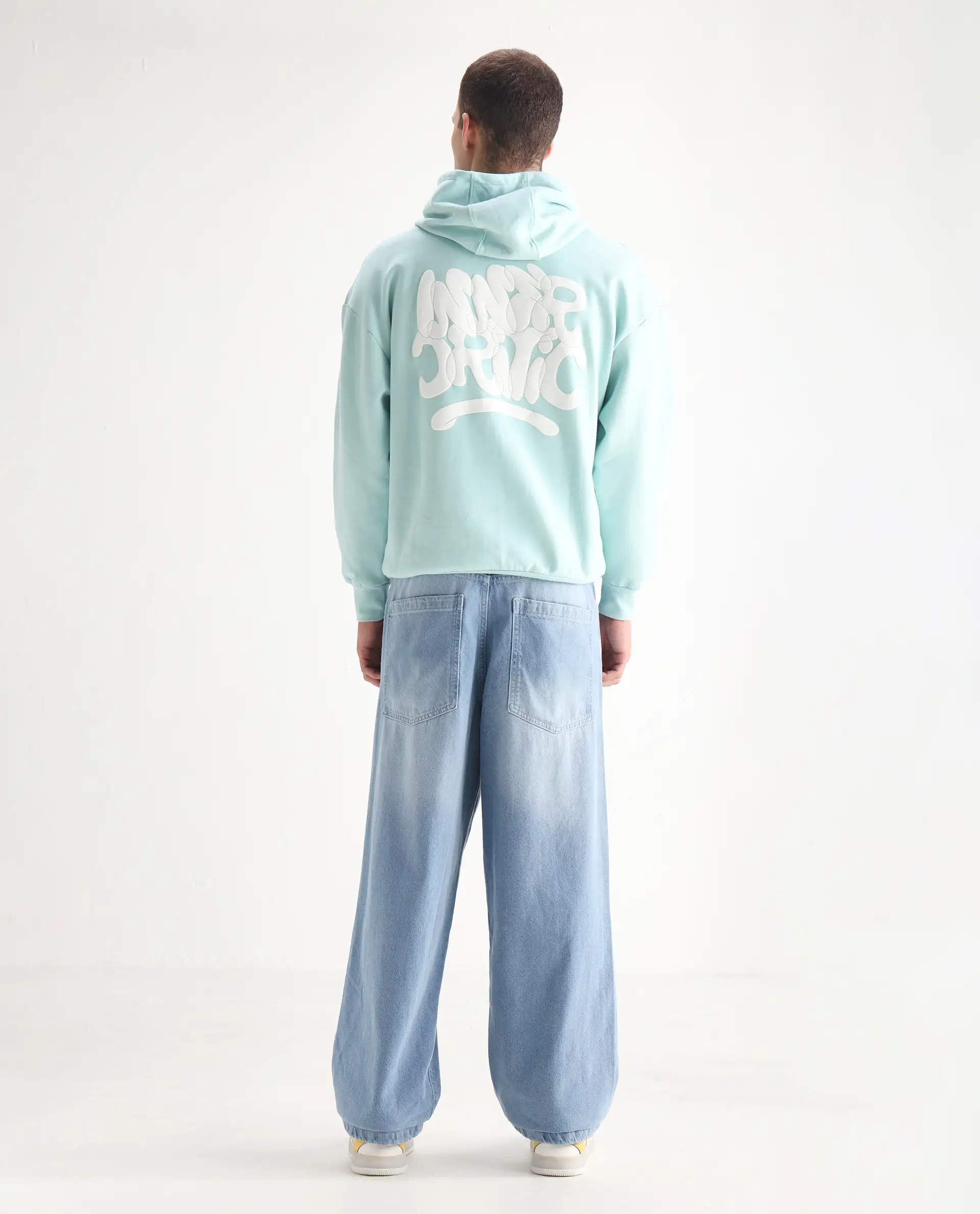 Rare Rabbit Men's Bron Light Blue Cotton Plain Baggy Fit Jeans - Image 10