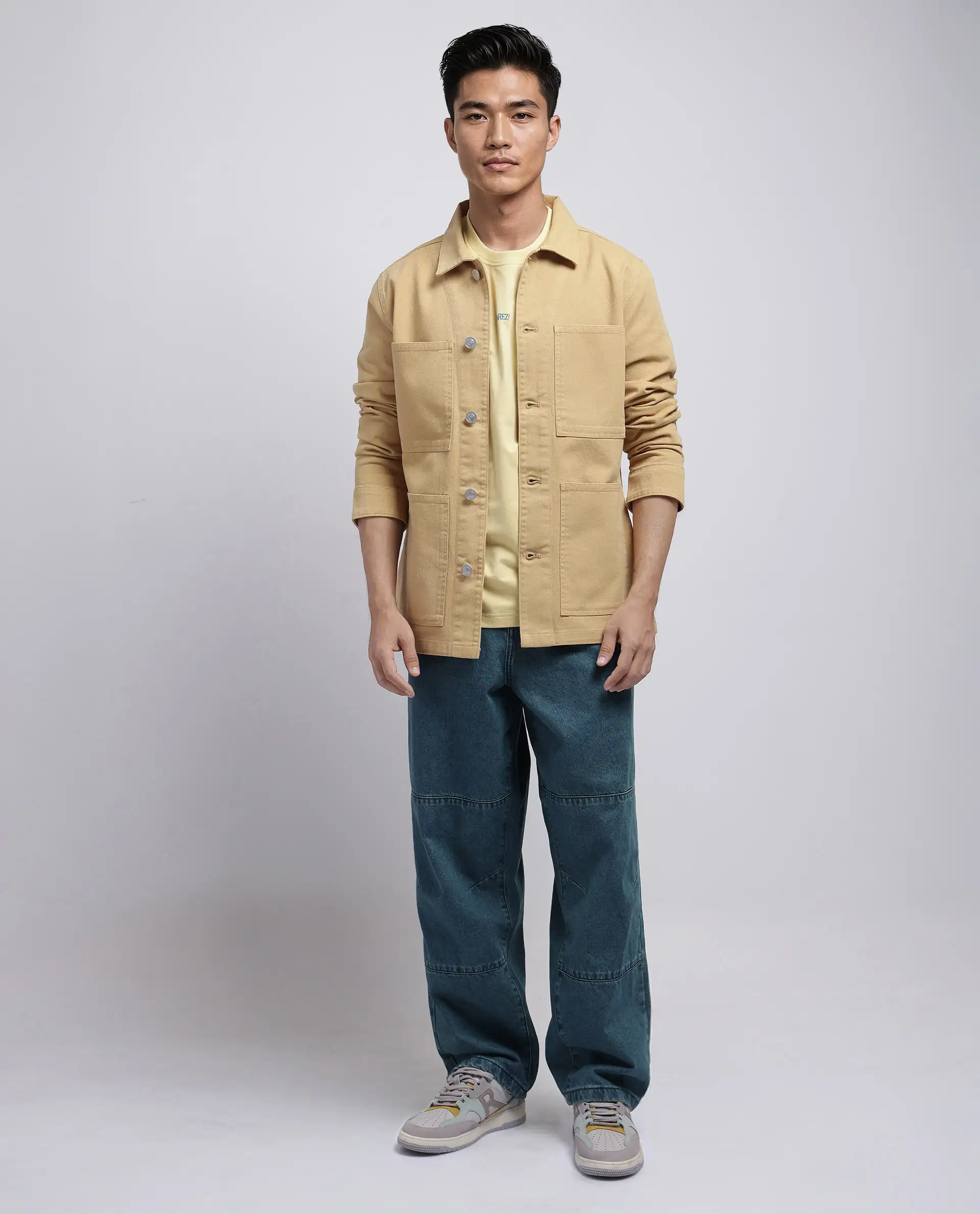 Rare Rabbit Men's Brond Beige Cotton Plain Regular Fit Full Sleeve Spread Collar Jacket - Image 2