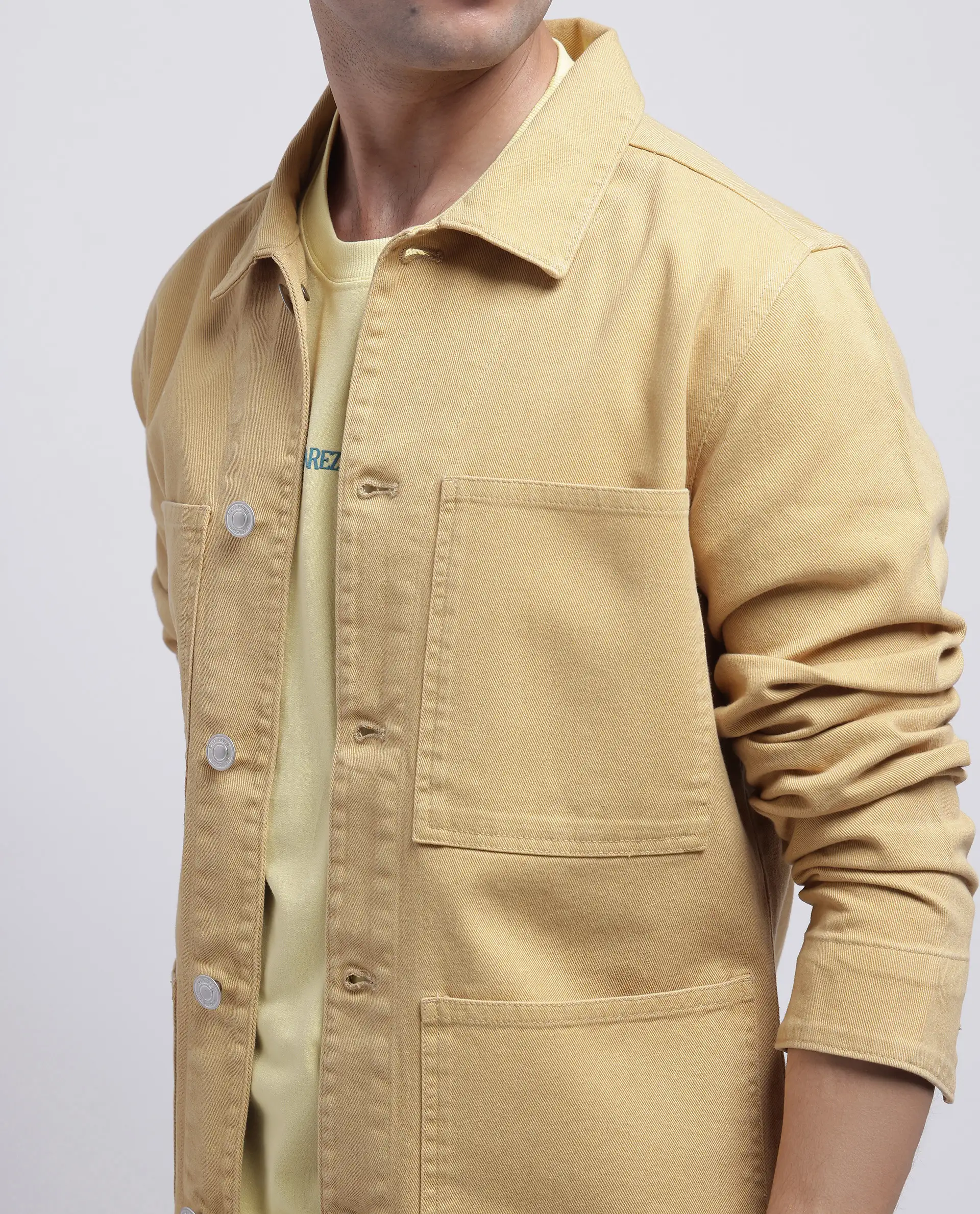 Rare Rabbit Men's Brond Beige Cotton Plain Regular Fit Full Sleeve Spread Collar Jacket - Image 3