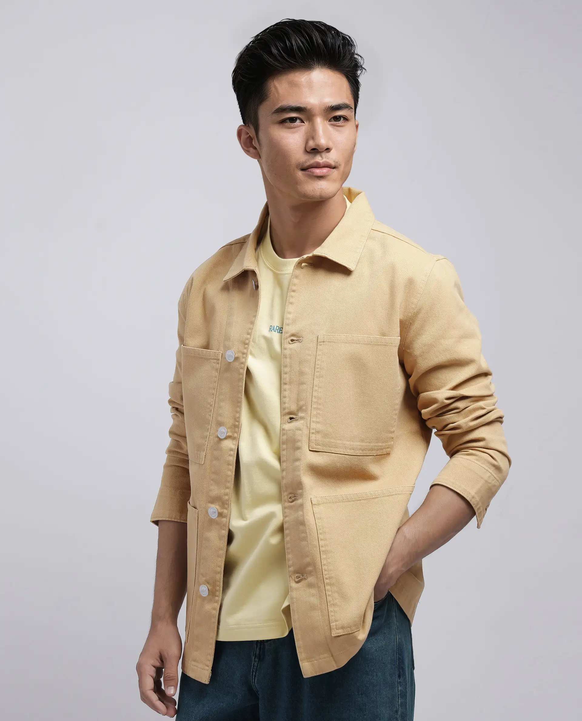 Rare Rabbit Men's Brond Beige Cotton Plain Regular Fit Full Sleeve Spread Collar Jacket - Image 5