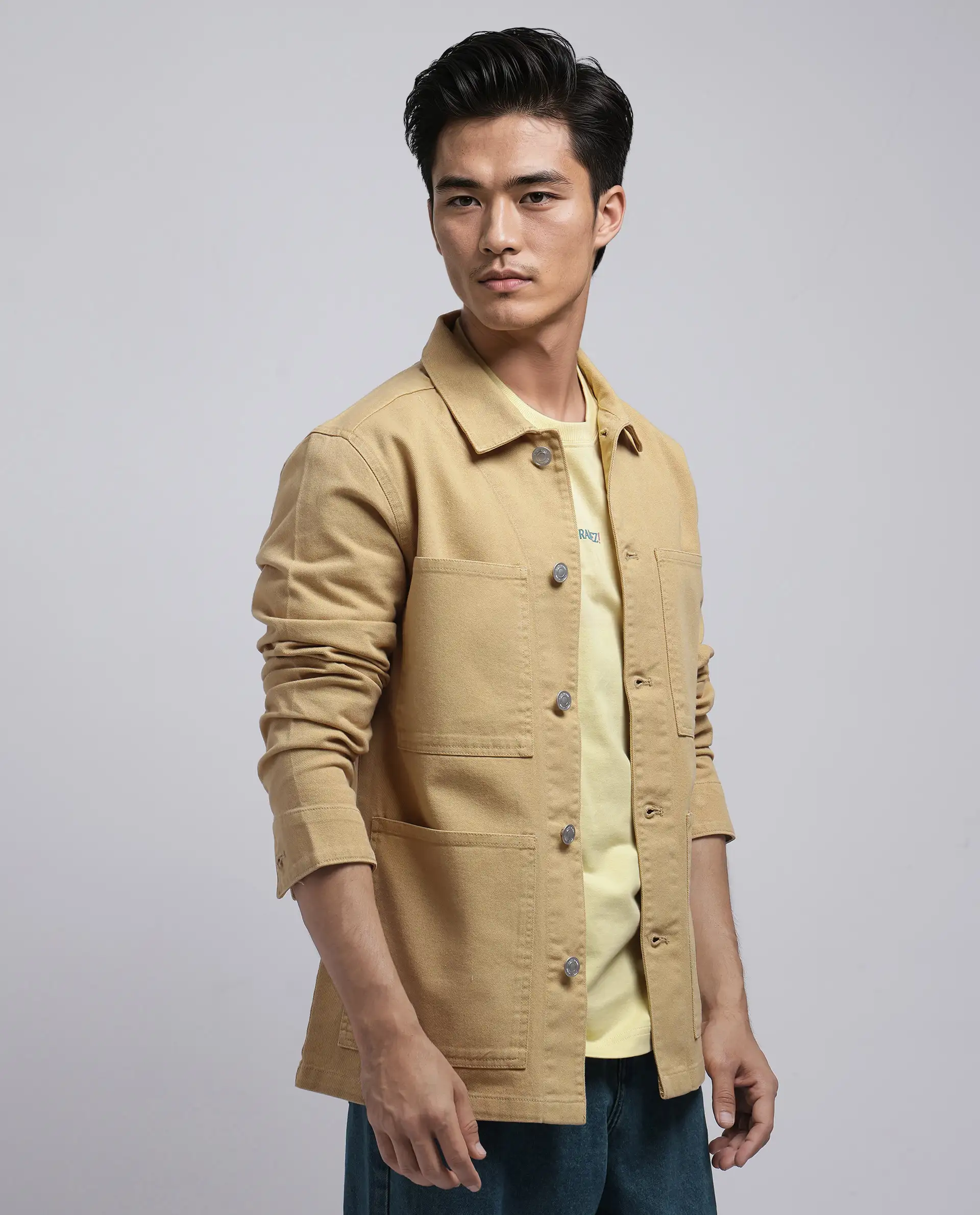 Rare Rabbit Men's Brond Beige Cotton Plain Regular Fit Full Sleeve Spread Collar Jacket - Image 6