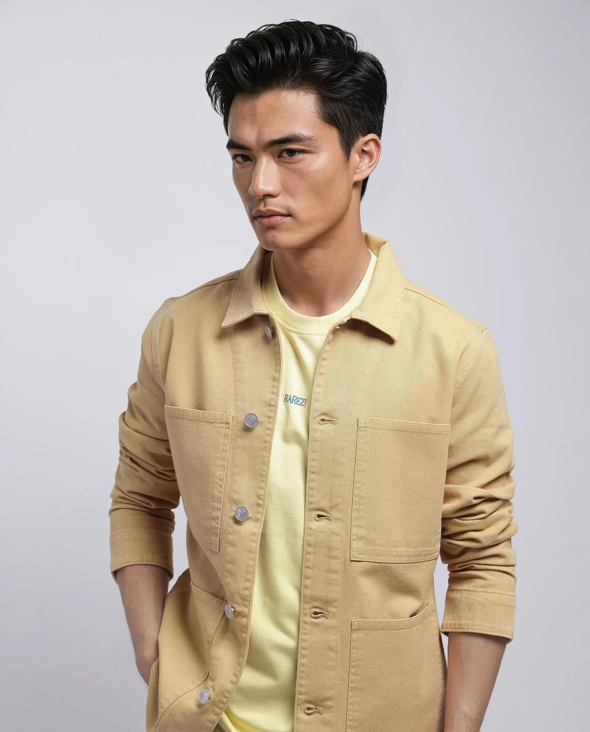 Rare Rabbit Men's Brond Beige Cotton Plain Regular Fit Full Sleeve Spread Collar Jacket - Image 8