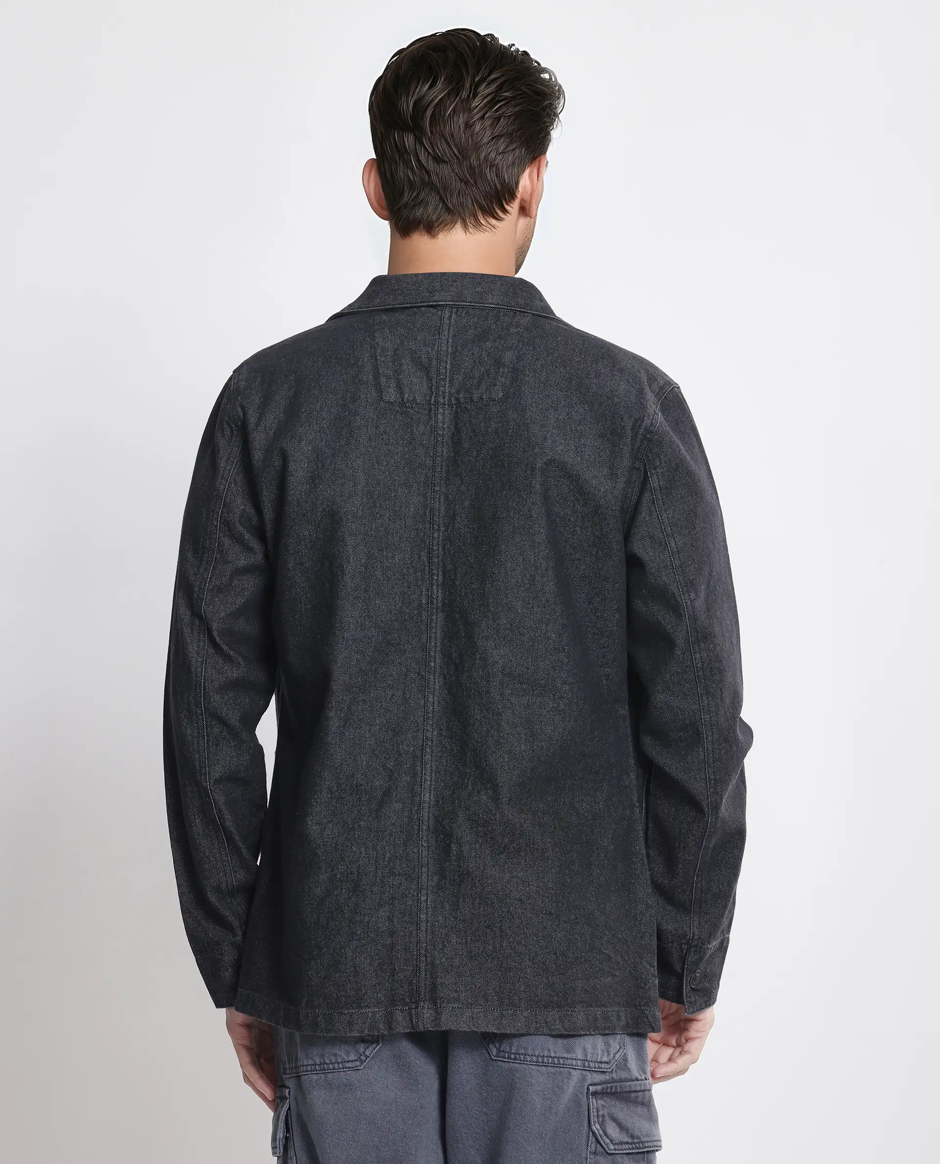Rare Rabbit Men's Brond Black Cotton Plain Regular Fit Full Sleeve Spread Collar Jacket - Image 5