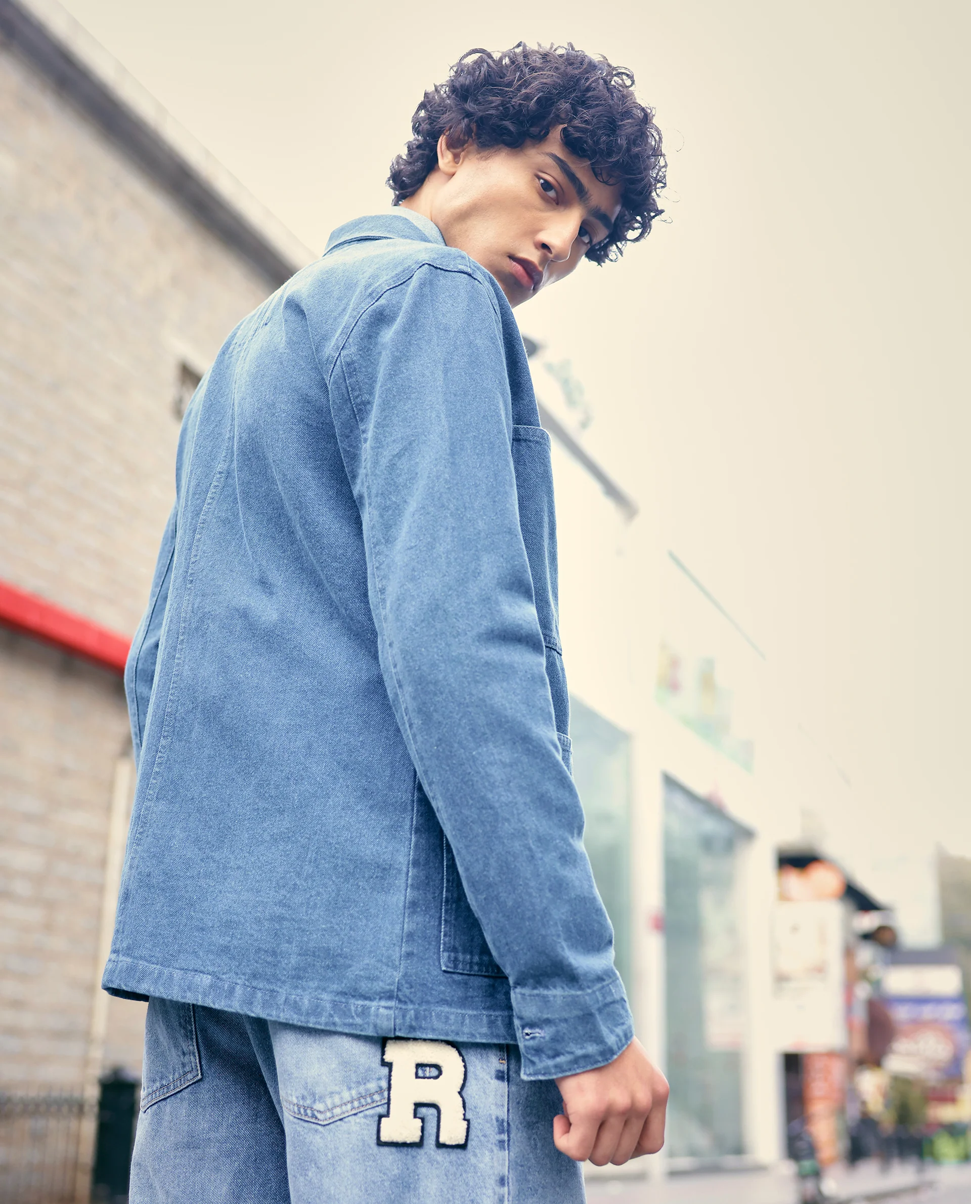 Rare Rabbit Men's Brond Light Blue Cotton Plain Regular Fit Full Sleeve Spread Collar Jacket - Image 2