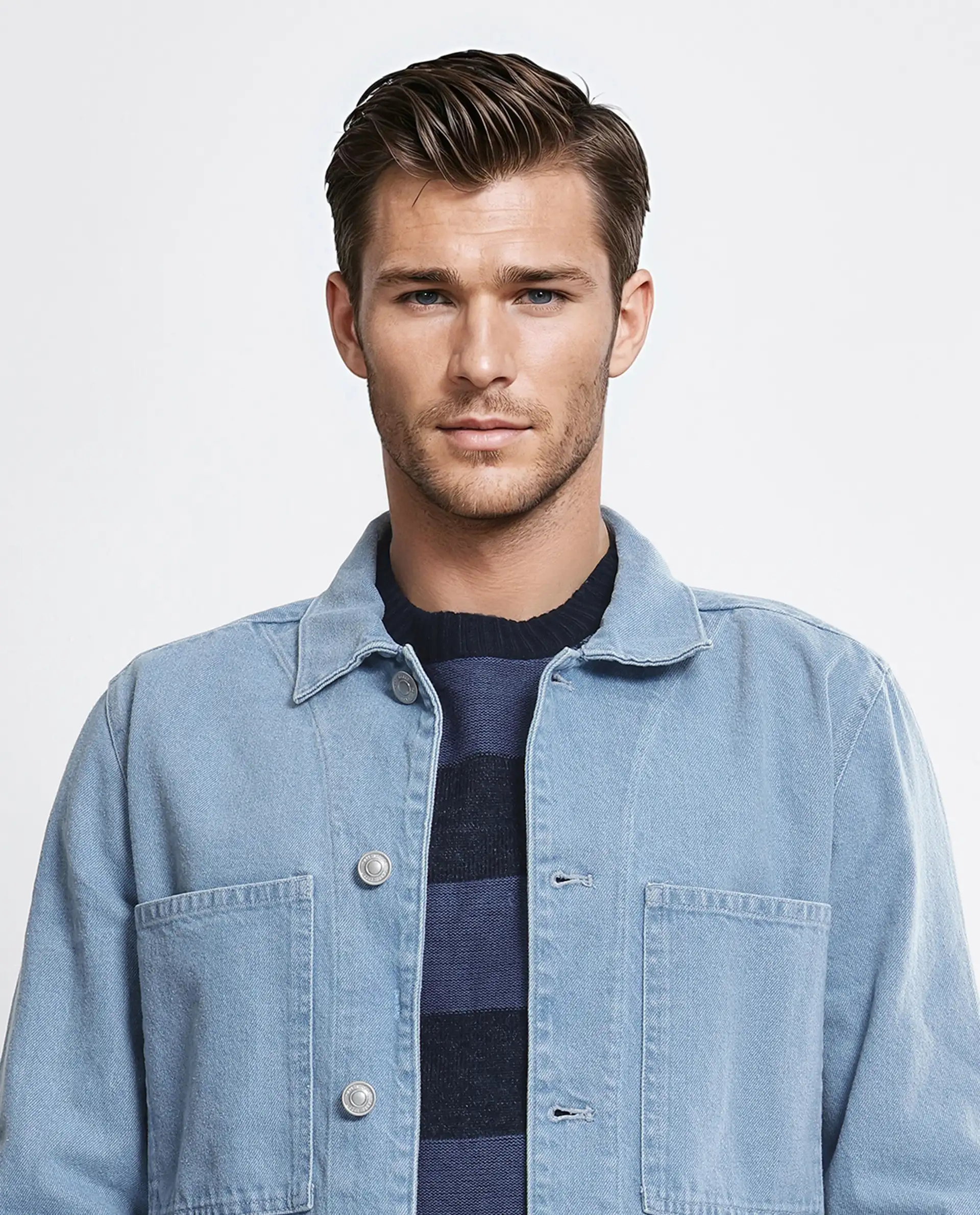 Rare Rabbit Men's Brond Light Blue Cotton Plain Regular Fit Full Sleeve Spread Collar Jacket - Image 7