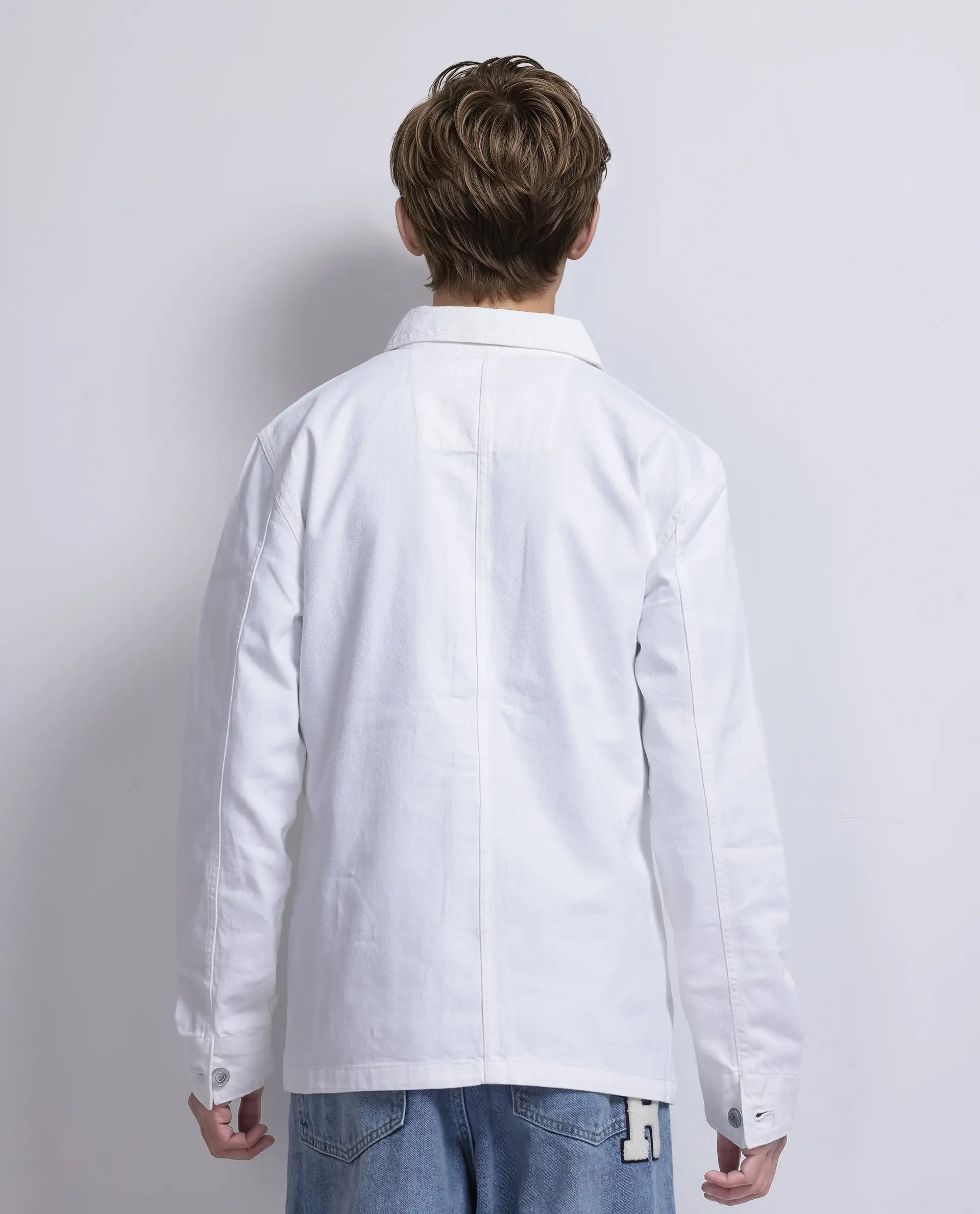 Rare Rabbit Men's Brond White Cotton Plain Regular Fit Full Sleeve Spread Collar Jacket - Image 4