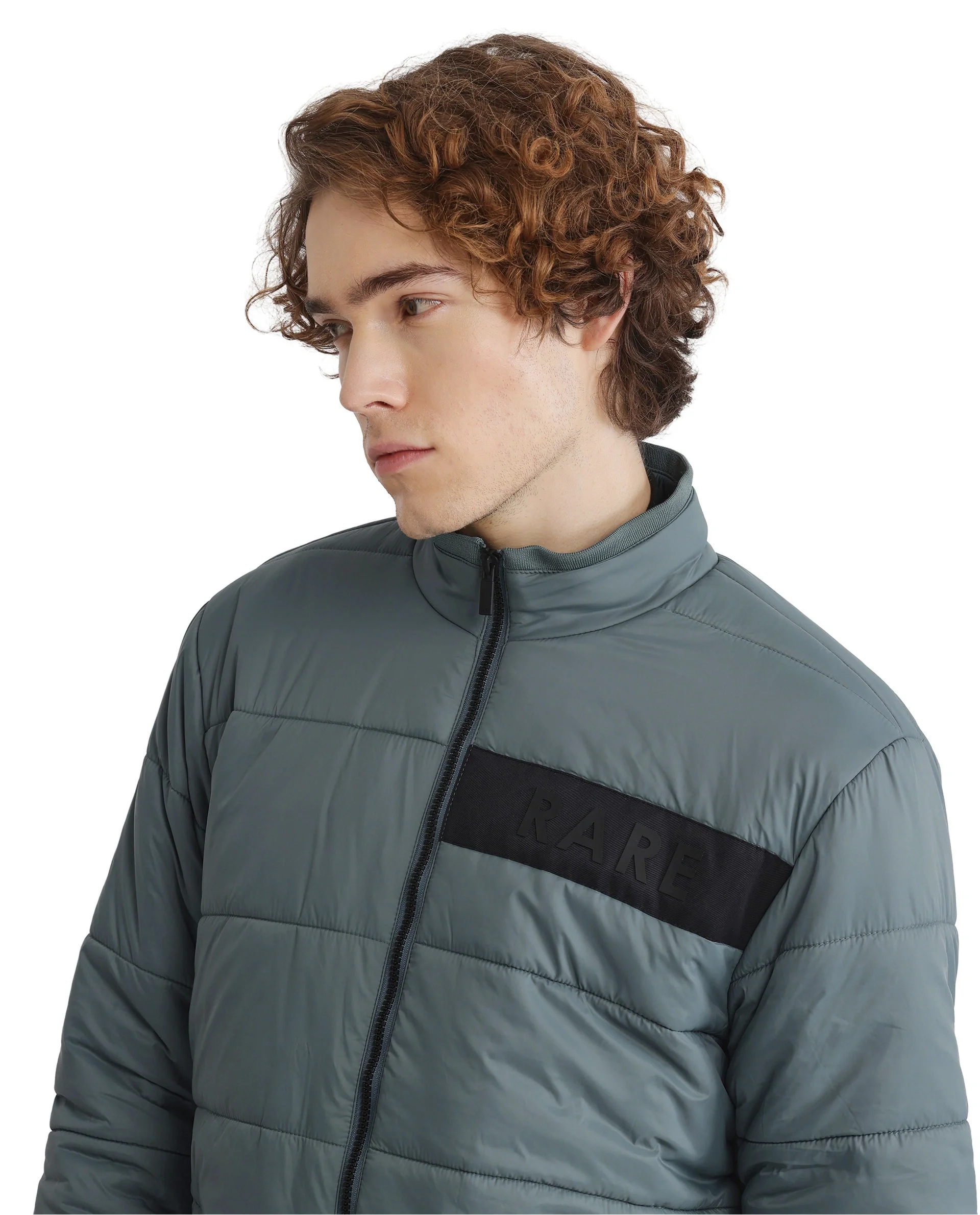 Rare Rabbit Men's Bront Dusky Blue Nylon Hd Print Regular Fit Full Sleeve High Neck Jacket - Image 5
