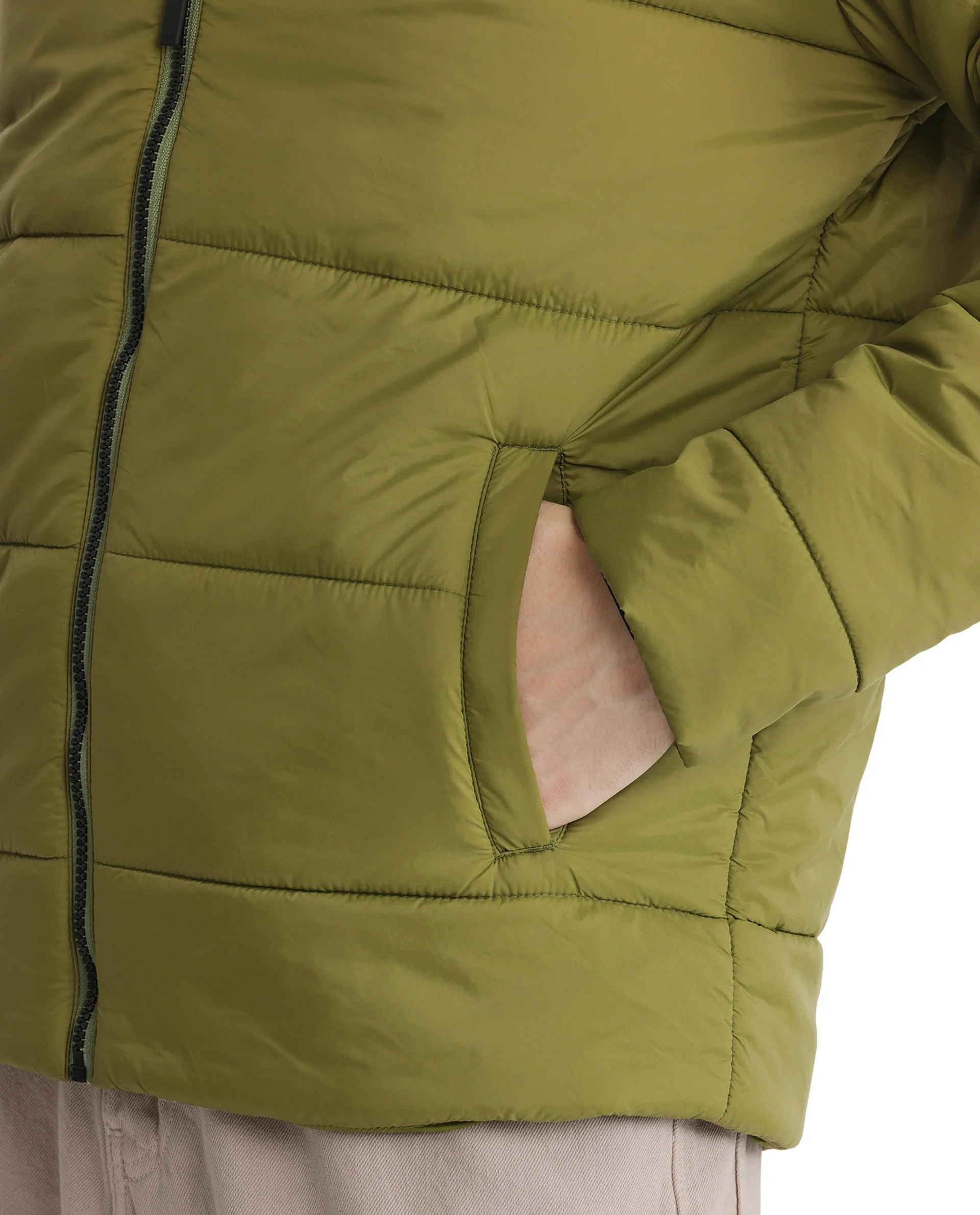 Rare Rabbit Men's Bront Flouroscent Green Nylon Hd Print Regular Fit Full Sleeve High Neck Jacket - Image 11