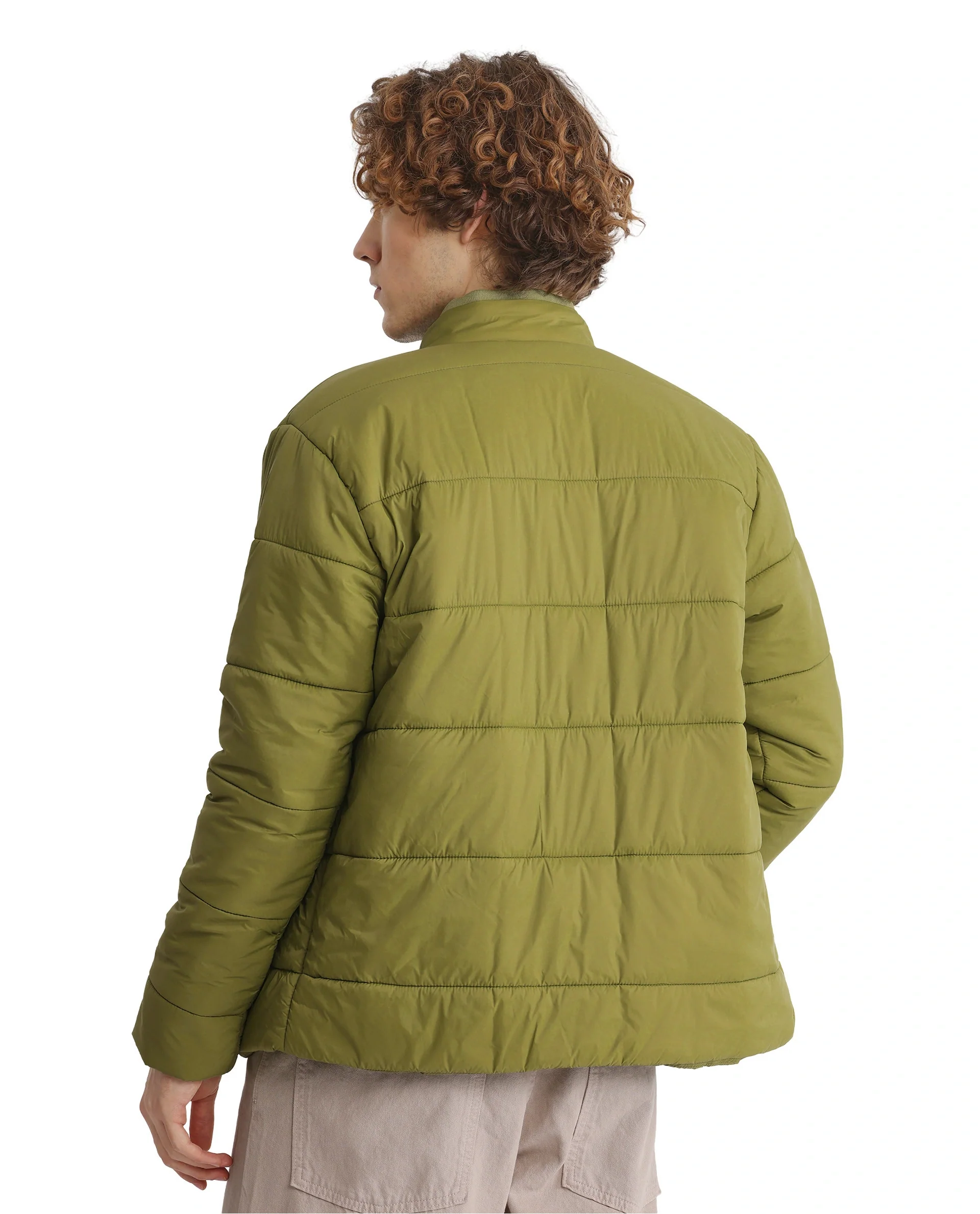 Rare Rabbit Men's Bront Flouroscent Green Nylon Hd Print Regular Fit Full Sleeve High Neck Jacket - Image 5