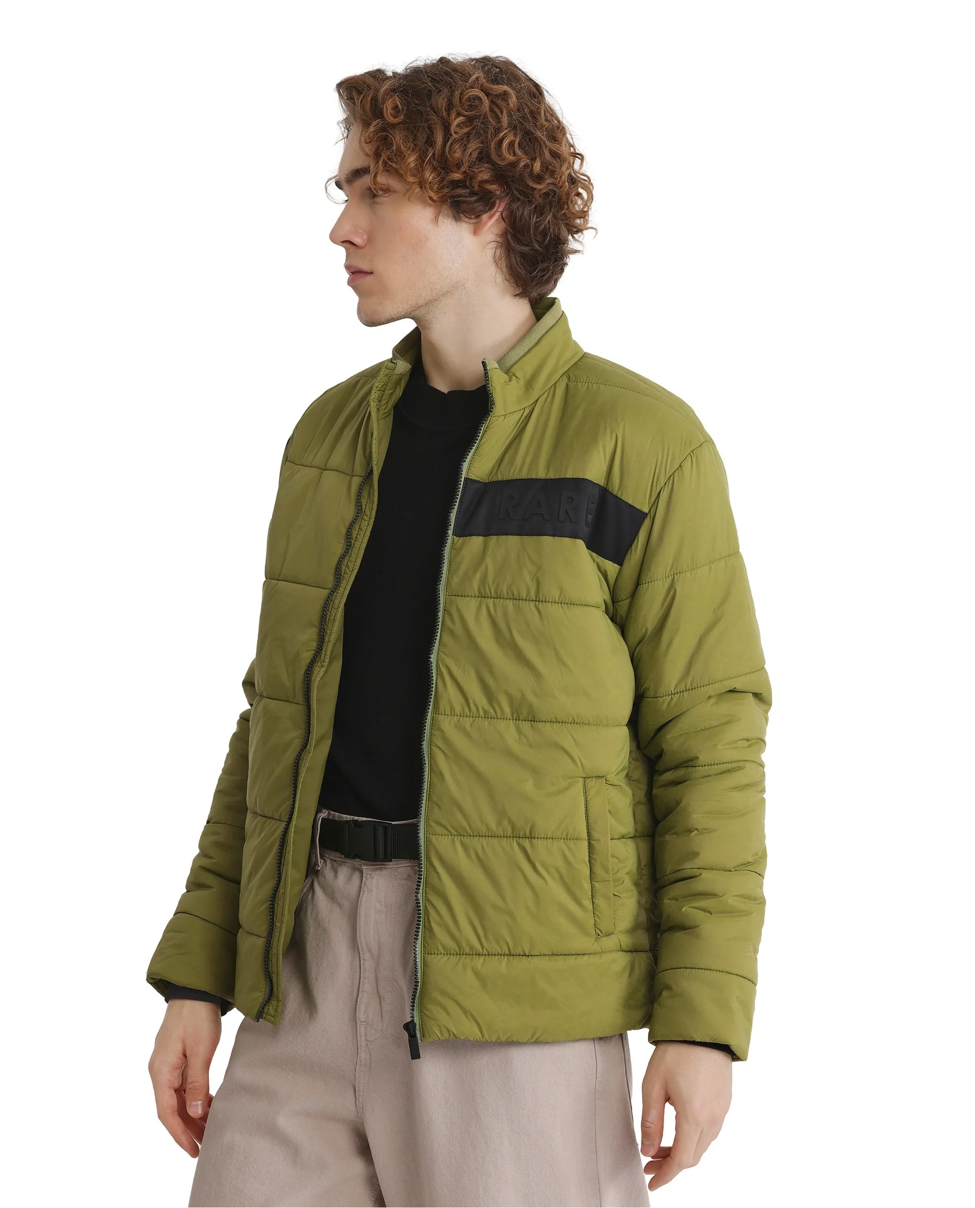 Rare Rabbit Men's Bront Flouroscent Green Nylon Hd Print Regular Fit Full Sleeve High Neck Jacket - Image 6