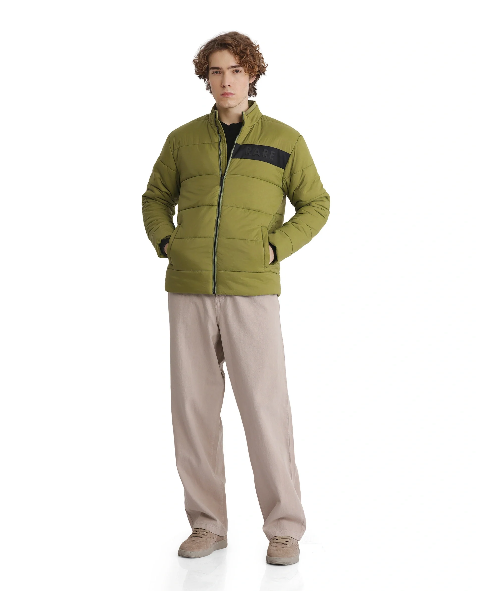 Rare Rabbit Men's Bront Flouroscent Green Nylon Hd Print Regular Fit Full Sleeve High Neck Jacket - Image 8