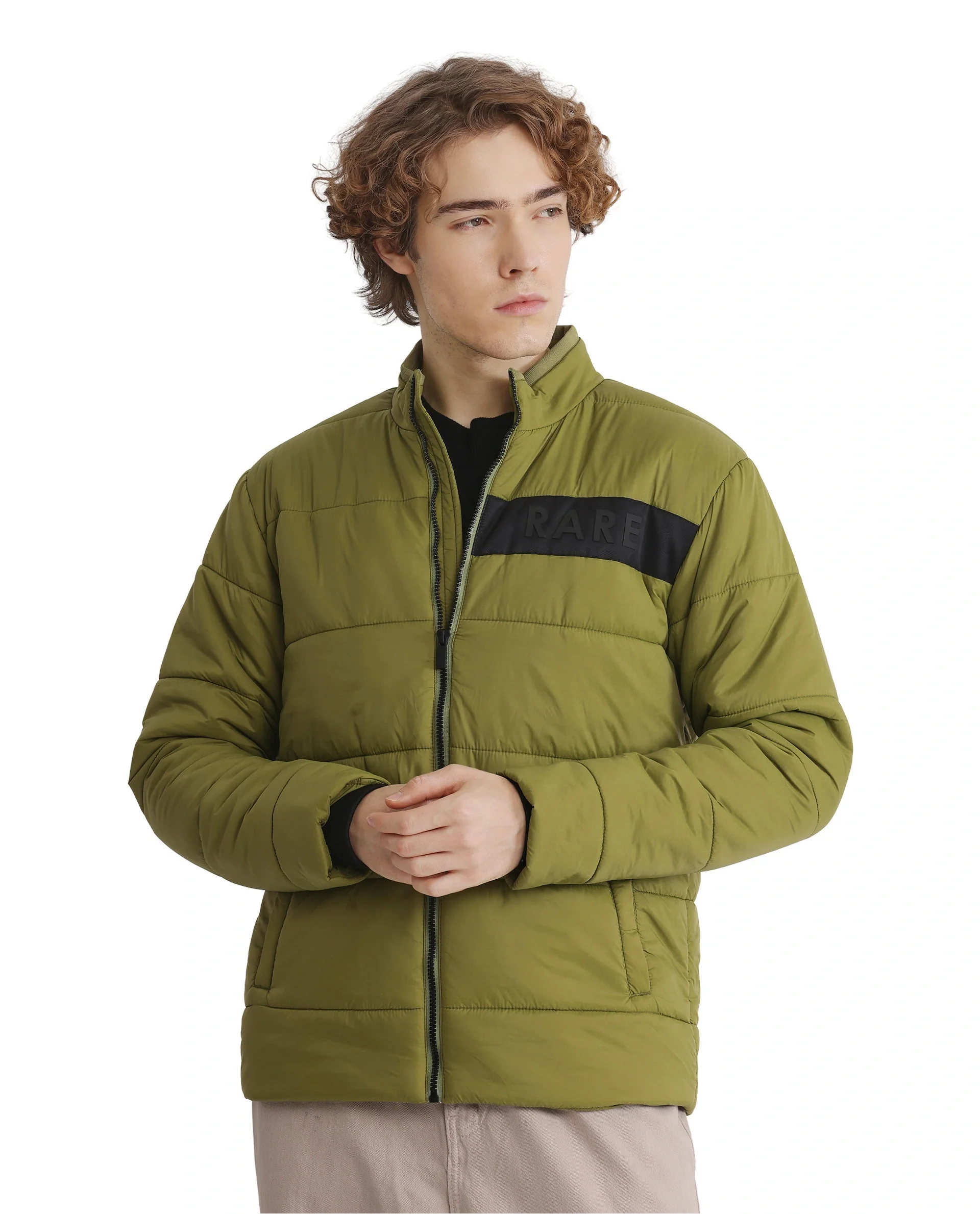 Rare Rabbit Men's Bront Flouroscent Green Nylon Hd Print Regular Fit Full Sleeve High Neck Jacket - Image 9