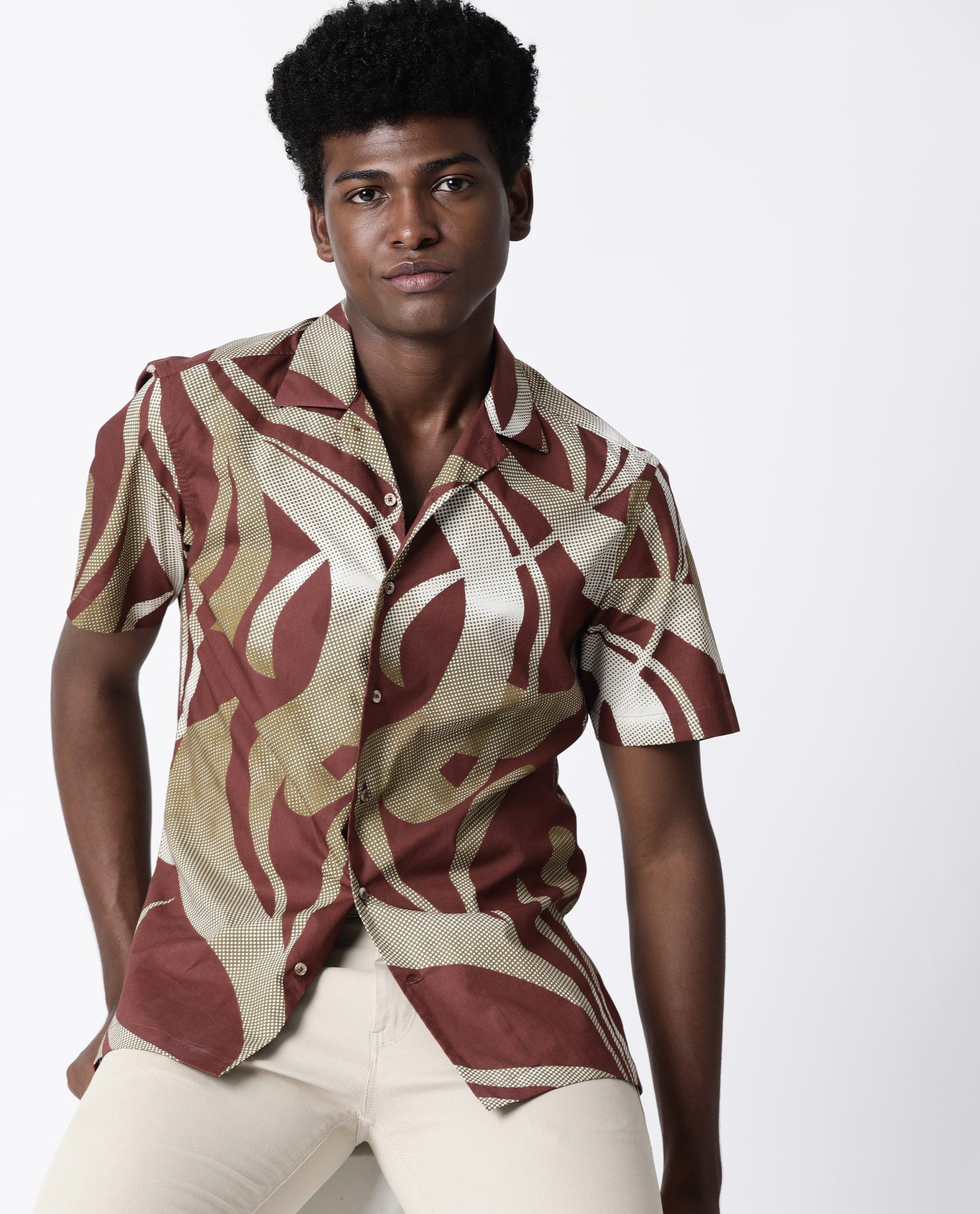 Rare Rabbit Men's Brony Olive Cotton Plain Regular Fit Full Sleeve Collared Shirt - Image 3