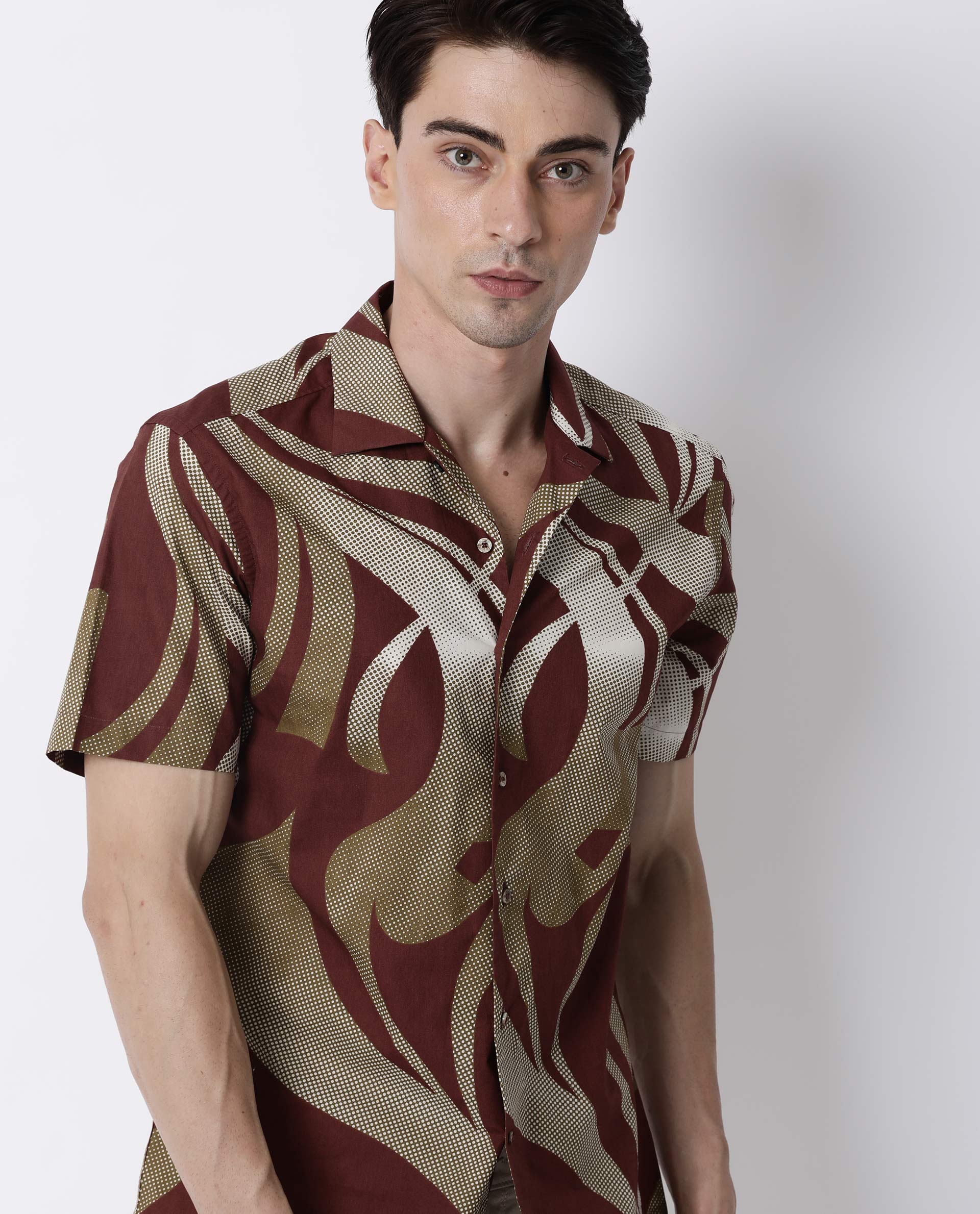 Rare Rabbit Men's Brony Olive Cotton Plain Regular Fit Full Sleeve Collared Shirt - Image 5