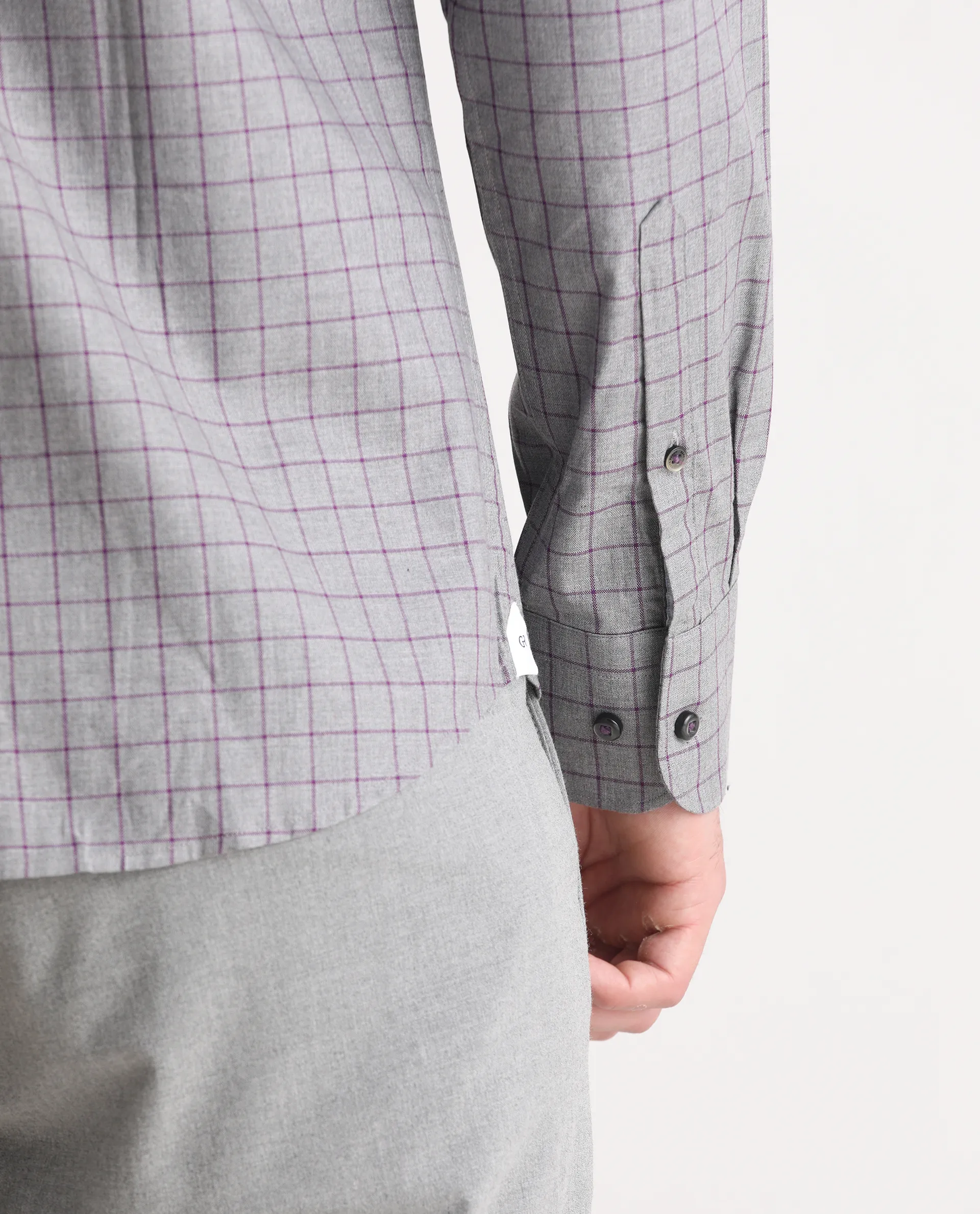 Rare Rabbit Men's Bronz Grey Cotton Checked Print Regular Fit Full Sleeve Collared Shirt - Image 6