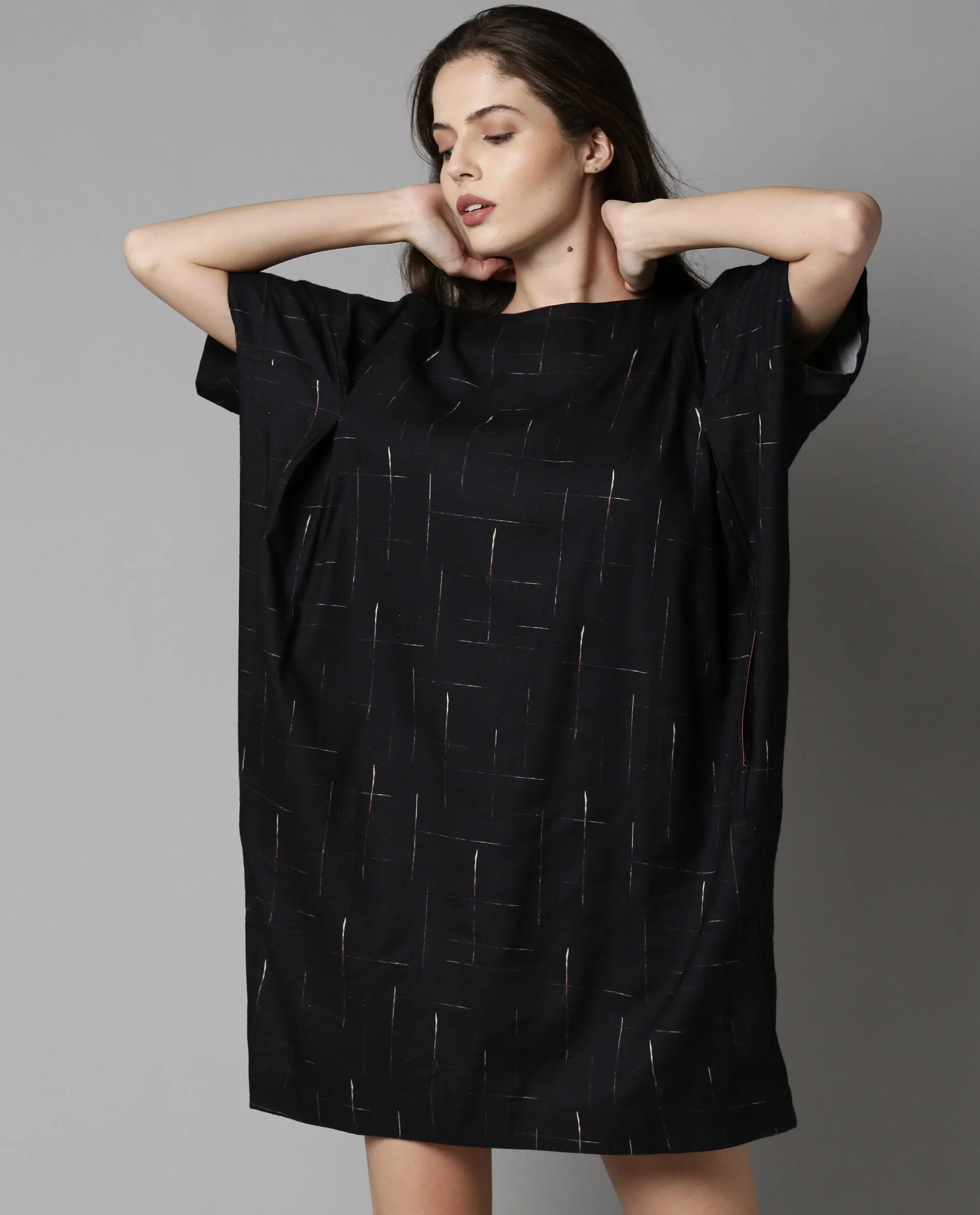 Rareism Women Bronze Black Dress Short Sleeves Printed - Image 3