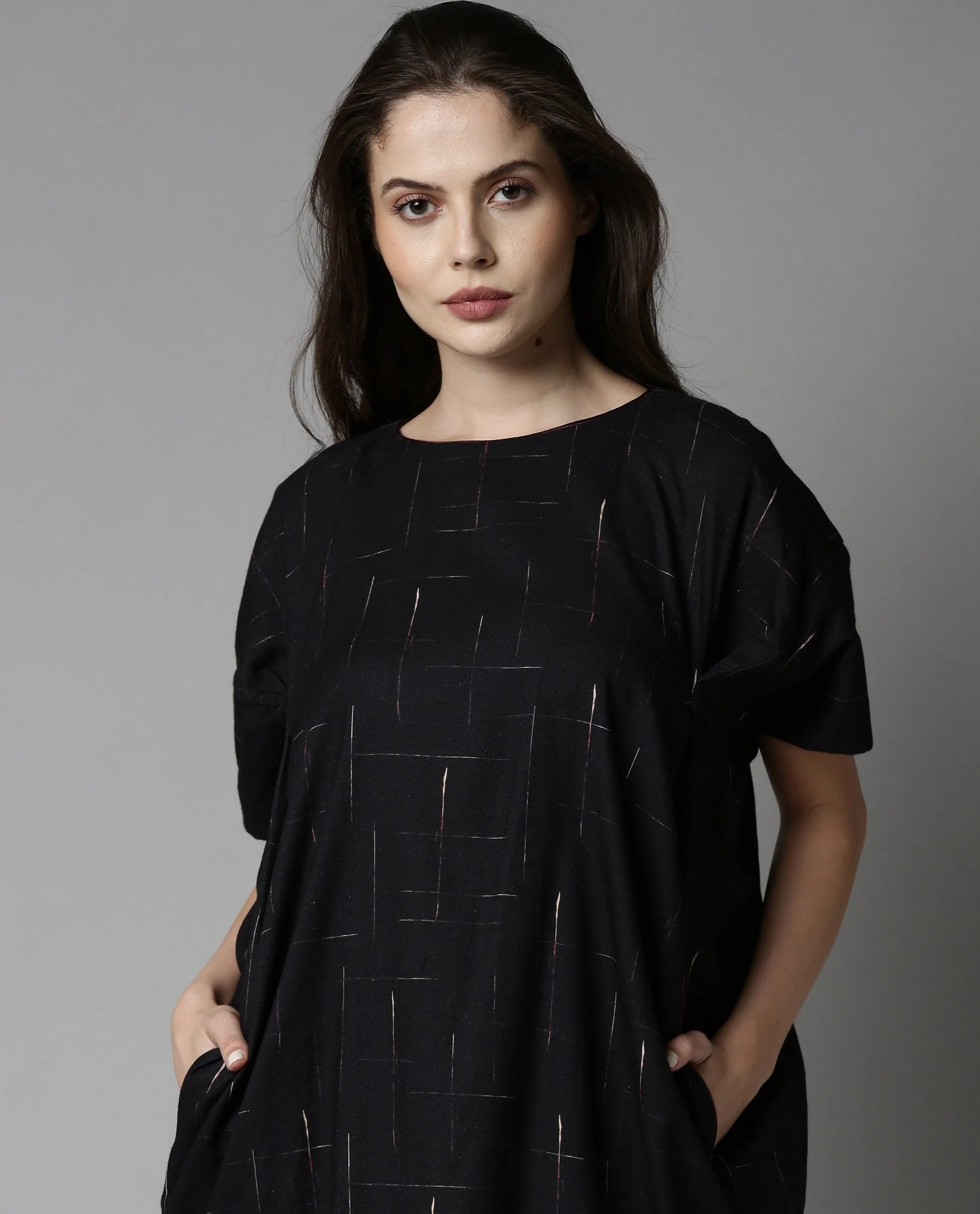 Rareism Women Bronze Black Dress Short Sleeves Printed - Image 4