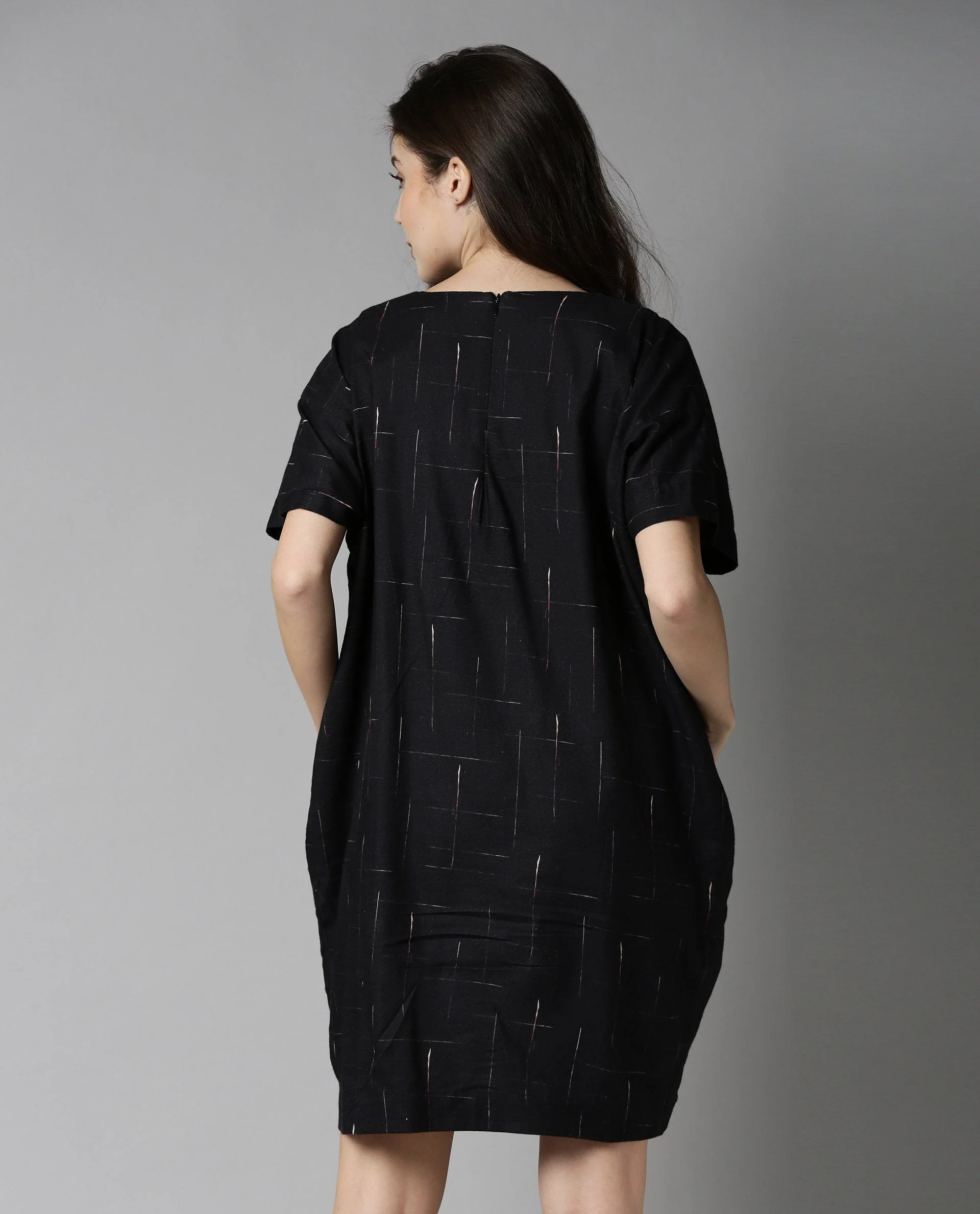 Rareism Women Bronze Black Dress Short Sleeves Printed - Image 6