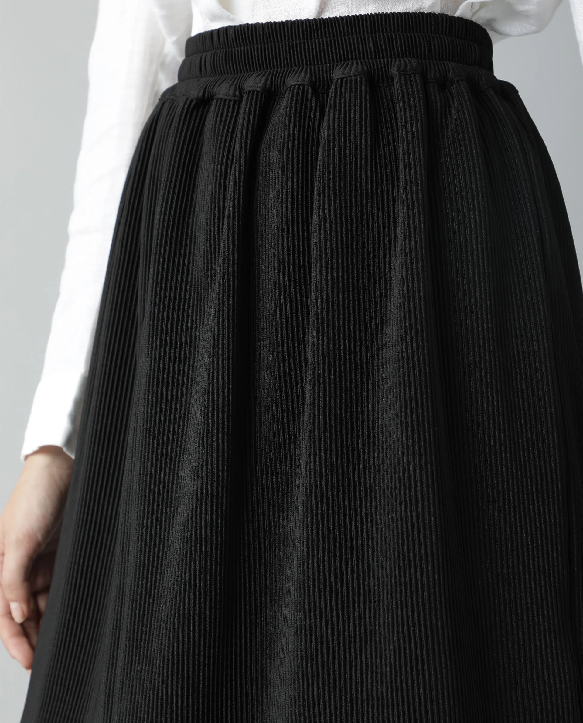 Rareism Womens Browse Black Skirt Pleated Mid Length Back Slit - Image 8