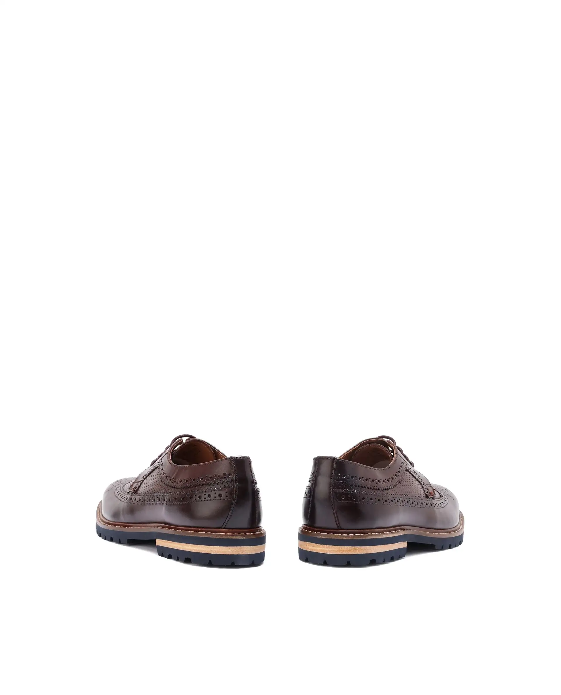Rare Rabbit Mens Brox Maroon Derby Lace-Up Brogue Detailing Leather Formal Shoes - Image 6
