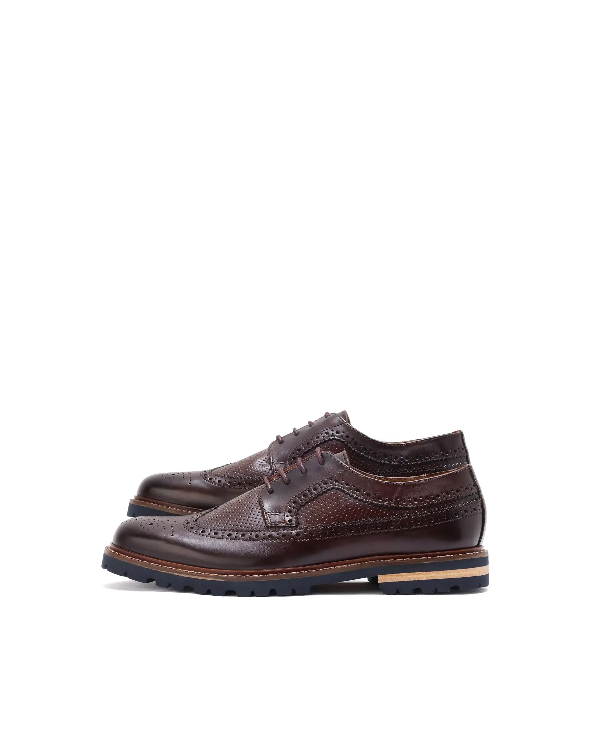 Rare Rabbit Mens Brox Maroon Derby Lace-Up Brogue Detailing Leather Formal Shoes - Image 7