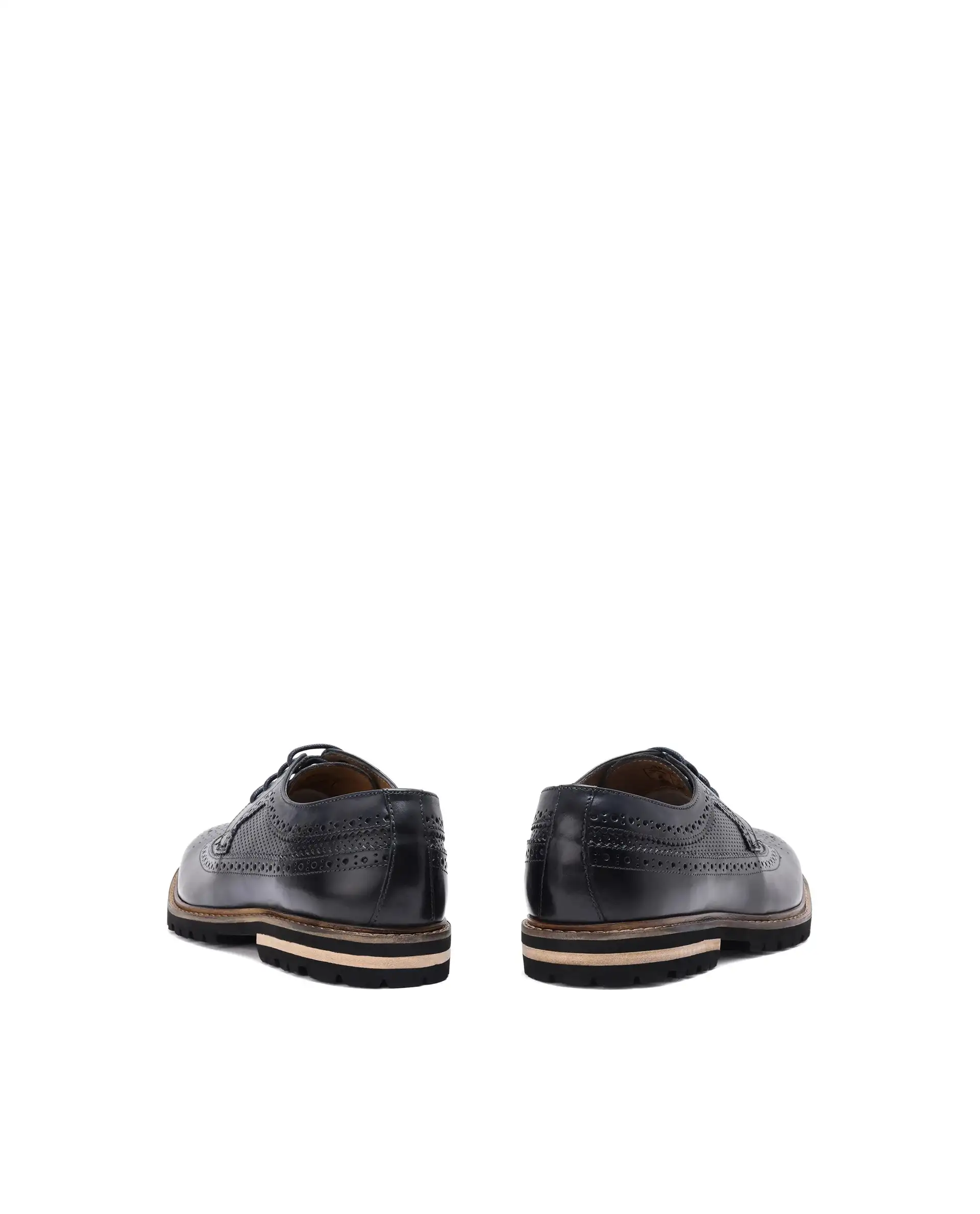 Rare Rabbit Mens Brox Navy Derby Lace-Up Brogue Detailing Leather Formal Shoes - Image 6