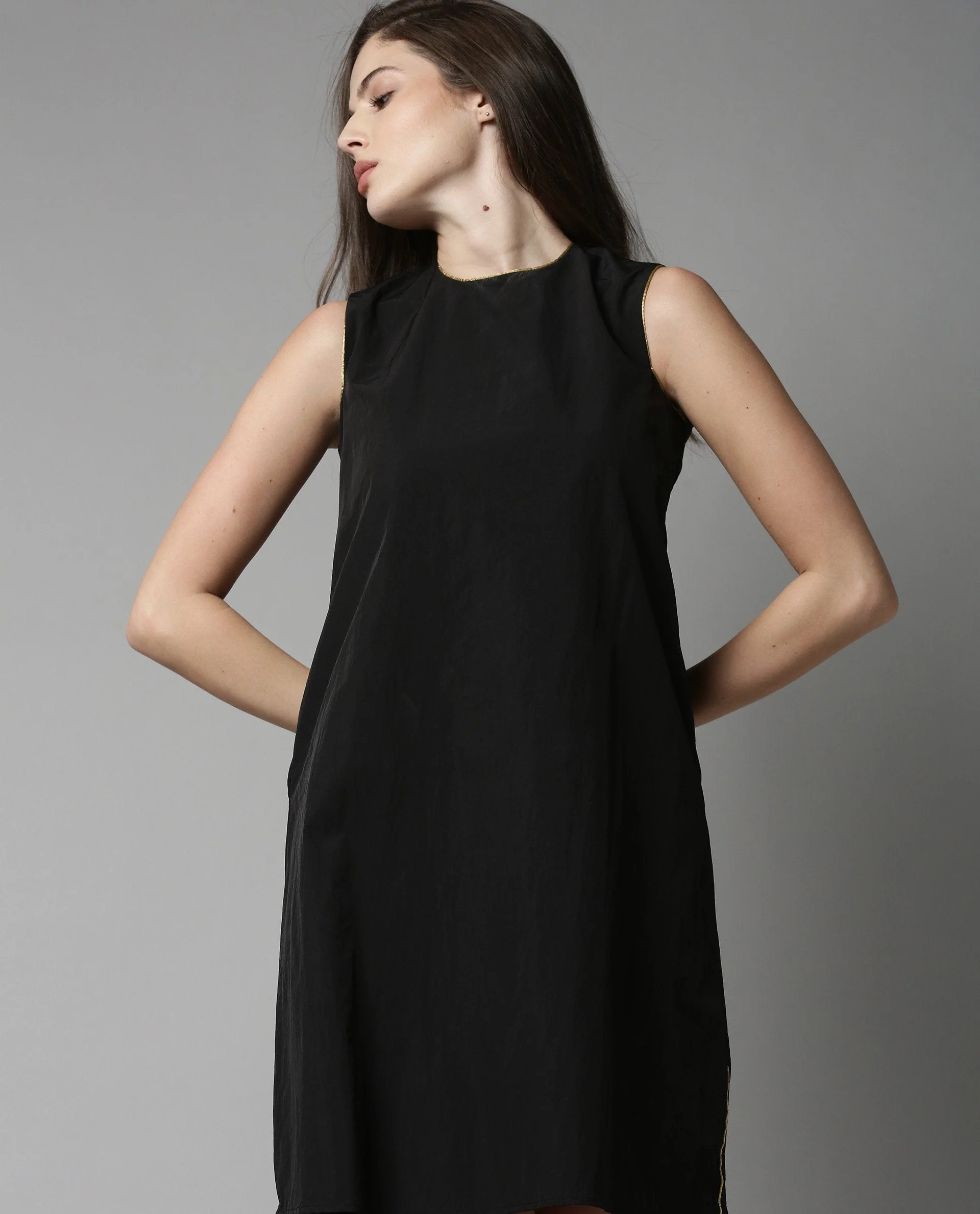 Rareism Women Bru Black Dress Sleeveless Solid - Image 4