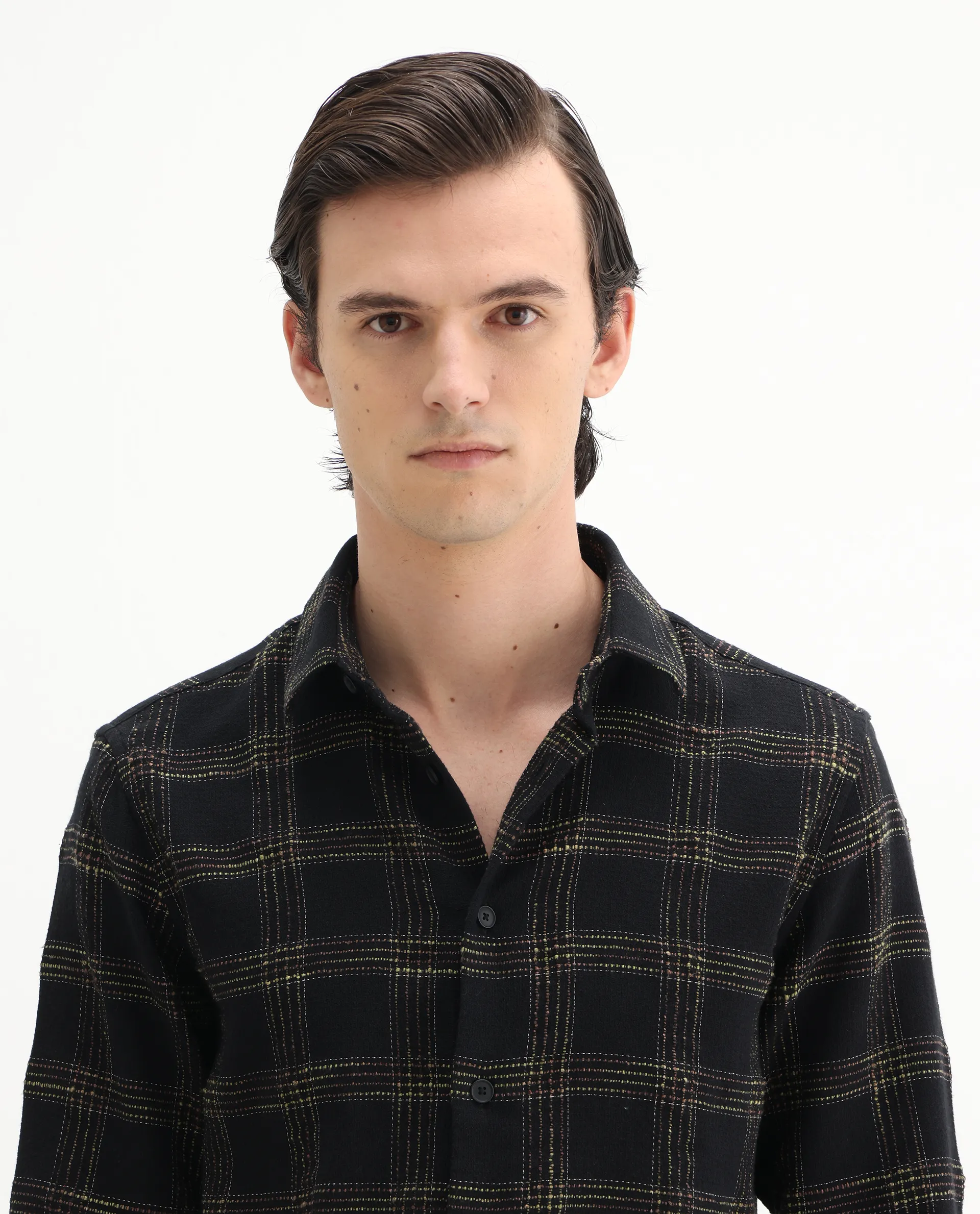 Rare Rabbit Men's Brule Black Cotton Blend Checked Print Regular Fit Full Sleeve Collared Shirt - Image 7