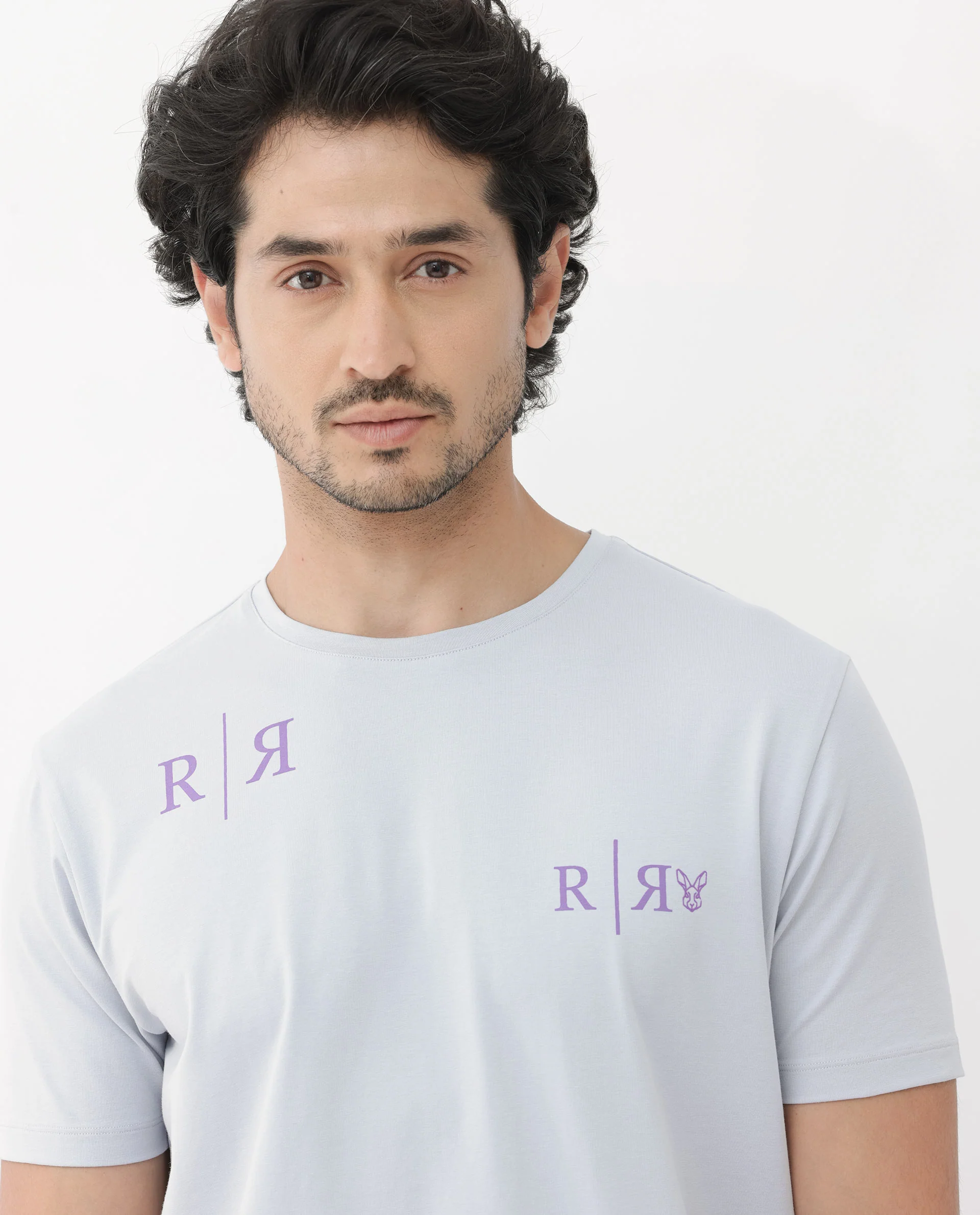 Rare Rabbit Men's Brule Dusky Grey Cotton Blend Graphic Print Regular Fit Half Sleeve Crew Neck T-Shirt - Image 5