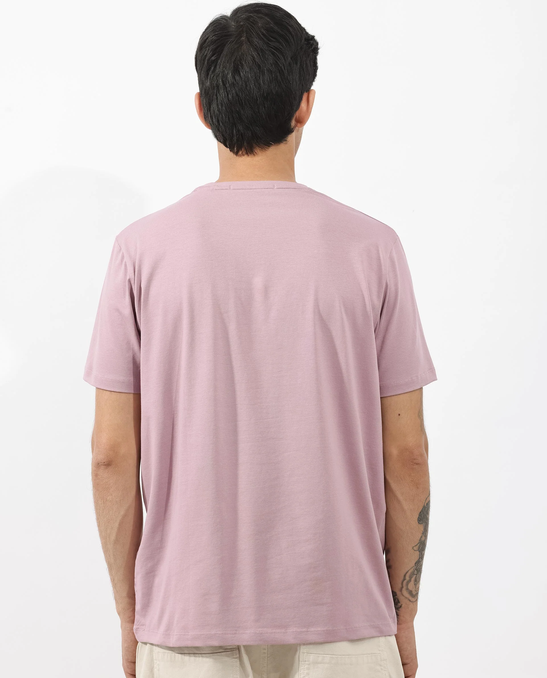 Rare Rabbit Men's Brule Dusky Pink Cotton Blend Graphic Print Regular Fit Half Sleeve Crew Neck T-Shirt - Image 7