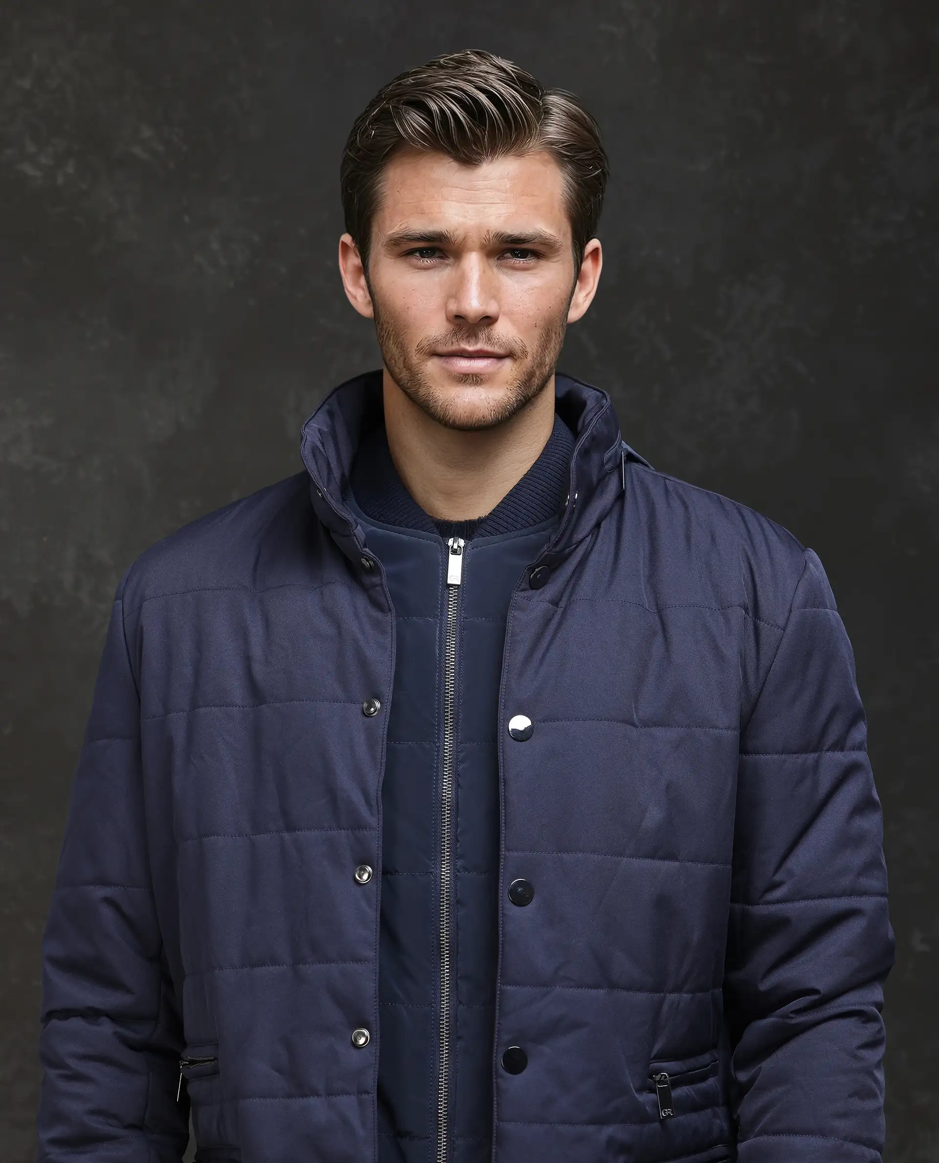 Rare Rabbit Men's Brunel Navy Polyester Plain Regular Fit Full Sleeve High Neck Jacket - Image 7