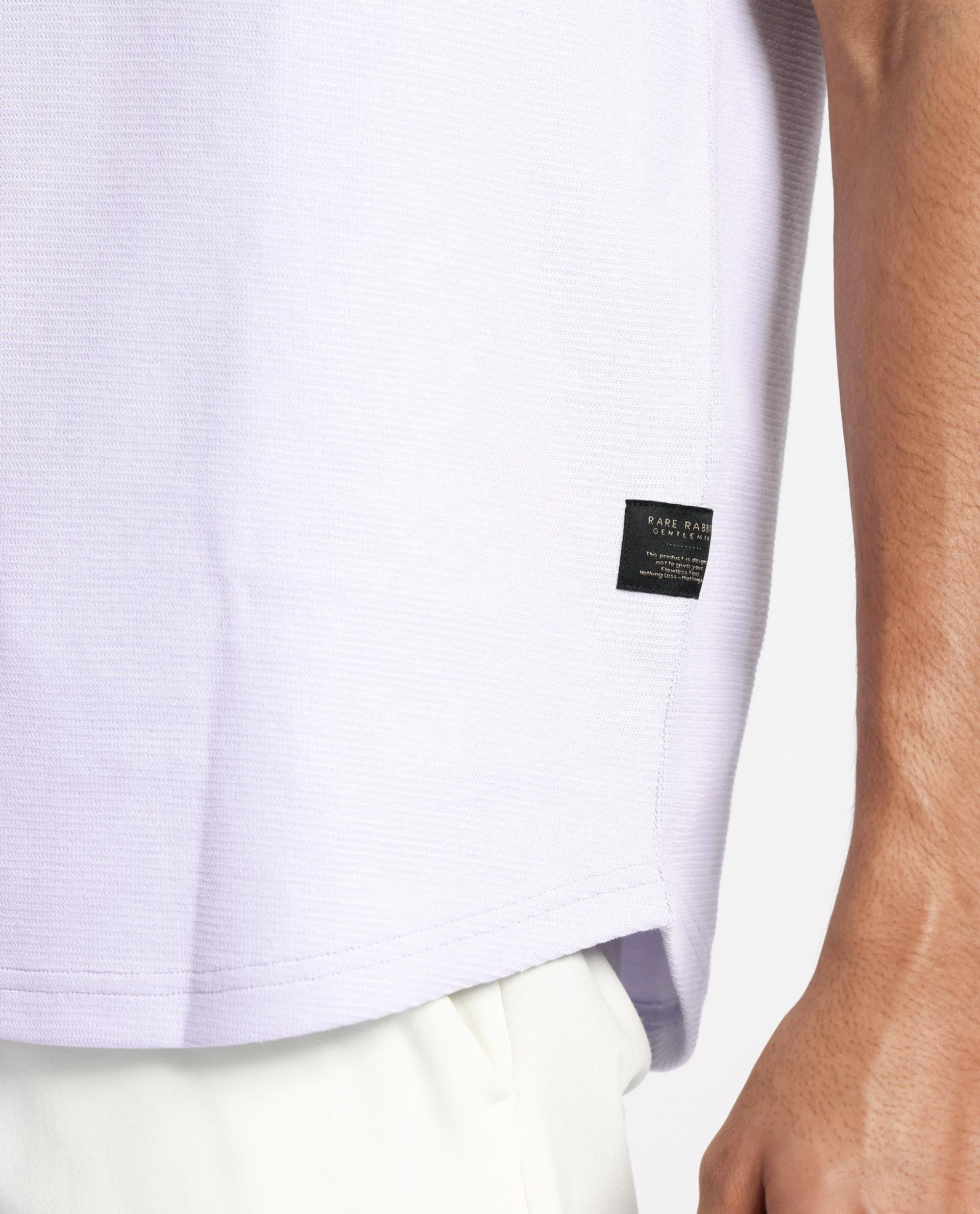 Rare Rabbit Men's Bueno Pastel Purple Cotton Plain Relaxed Fit Half Sleeve Crew Neck T-Shirt - Image 3