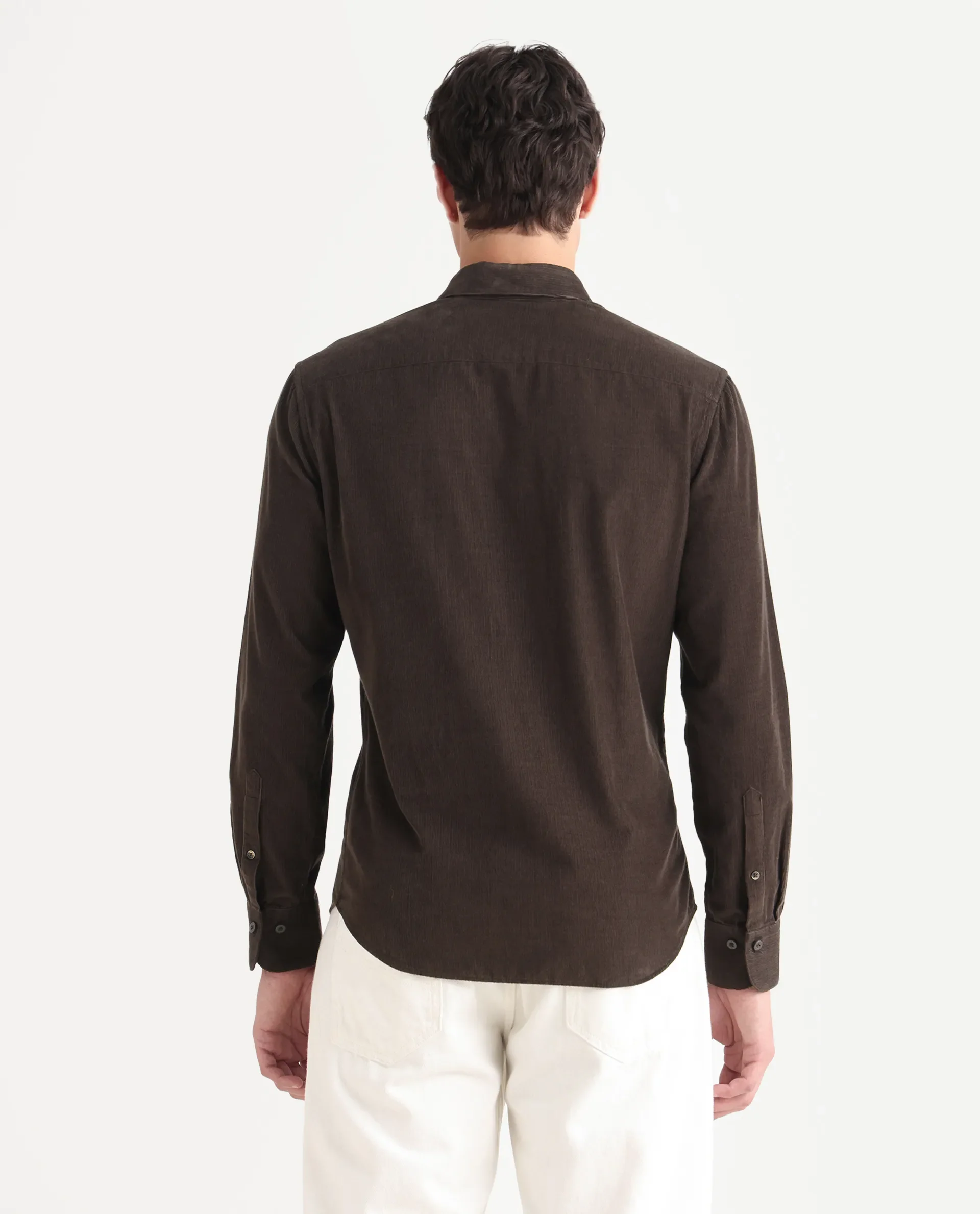 Rare Rabbit Men's Buita Dark Brown Cotton Plain Regular Fit Full Sleeve Collared Shirt - Image 8