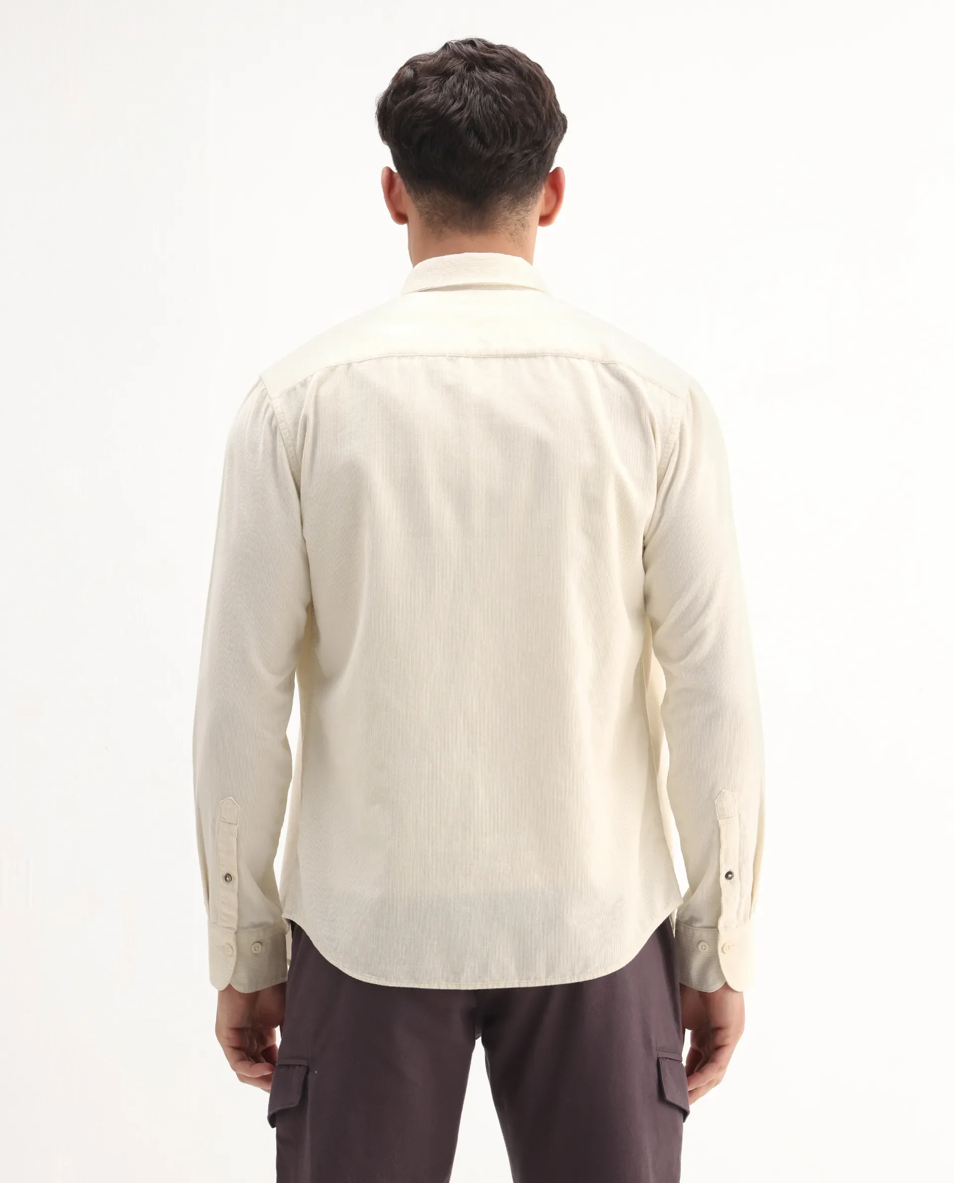 Rare Rabbit Men's Buita Off White Cotton Plain Regular Fit Full Sleeve Collared Shirt - Image 7