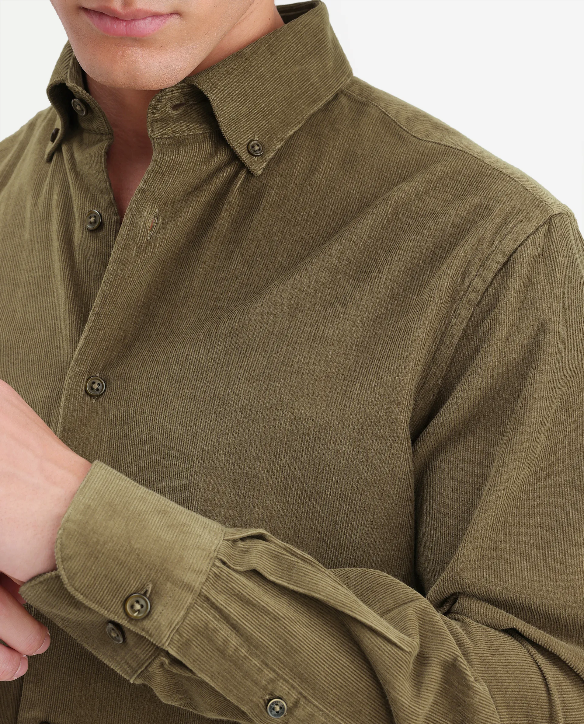Rare Rabbit Men's Buita-On Light Green Cotton Fabric Button-Down Collar Regular Fit Plain Shirt - Image 3
