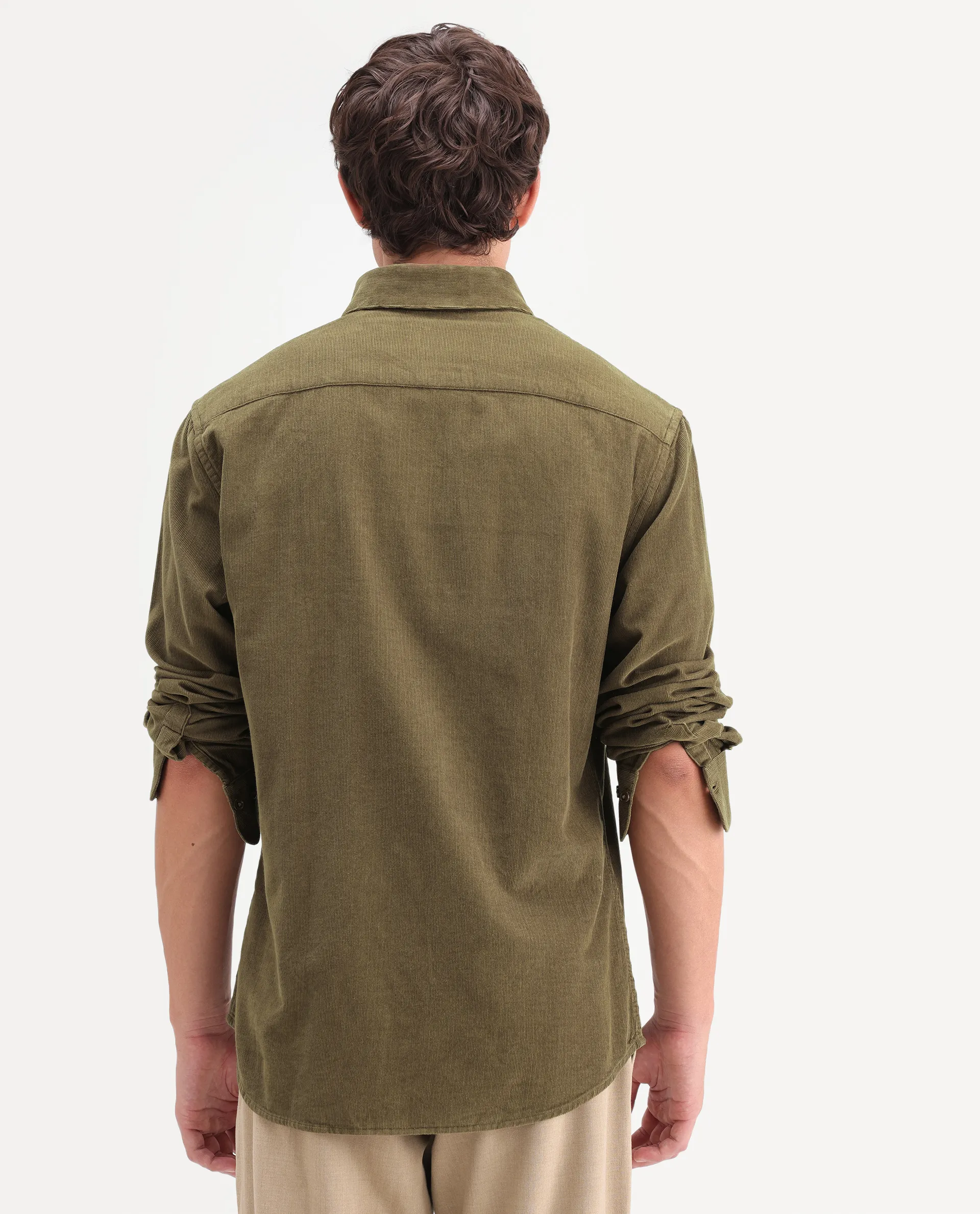 Rare Rabbit Men's Buita-On Light Green Cotton Fabric Button-Down Collar Regular Fit Plain Shirt - Image 7