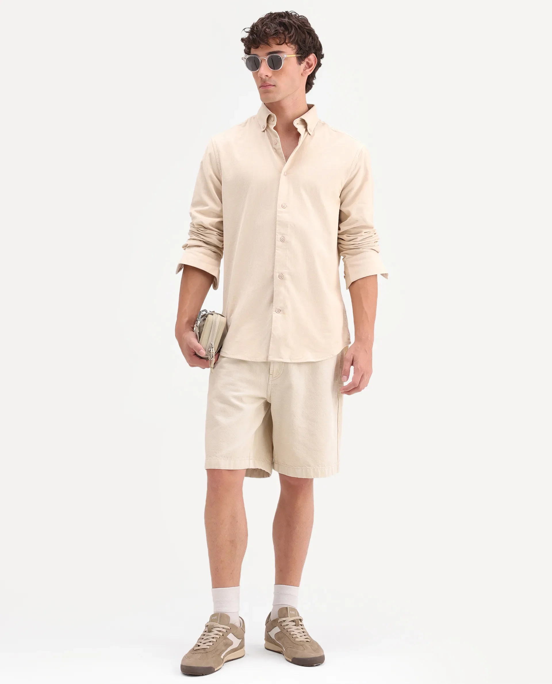 Rare Rabbit Men's Buita-On Off White Cotton Fabric Button-Down Collar Regular Fit Plain Shirt - Image 2