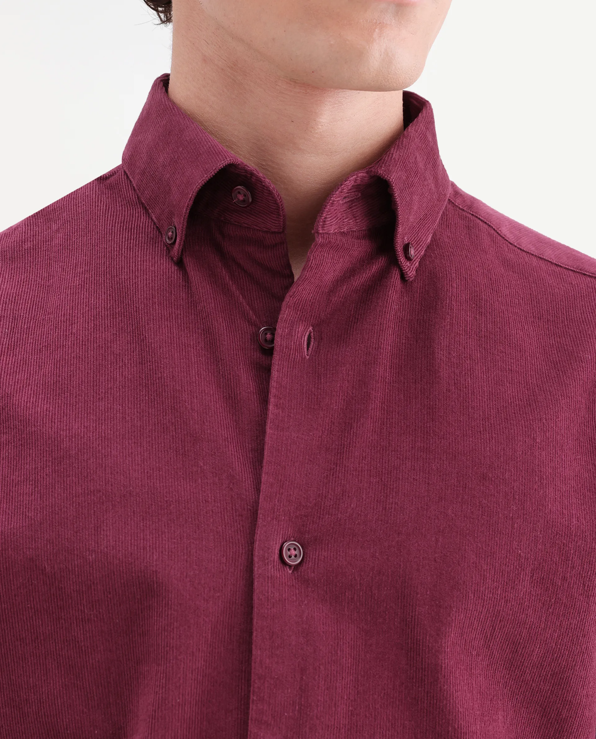 Rare Rabbit Men's Buita-On Red Cotton Fabric Button-Down Collar Regular Fit Plain Shirt - Image 7