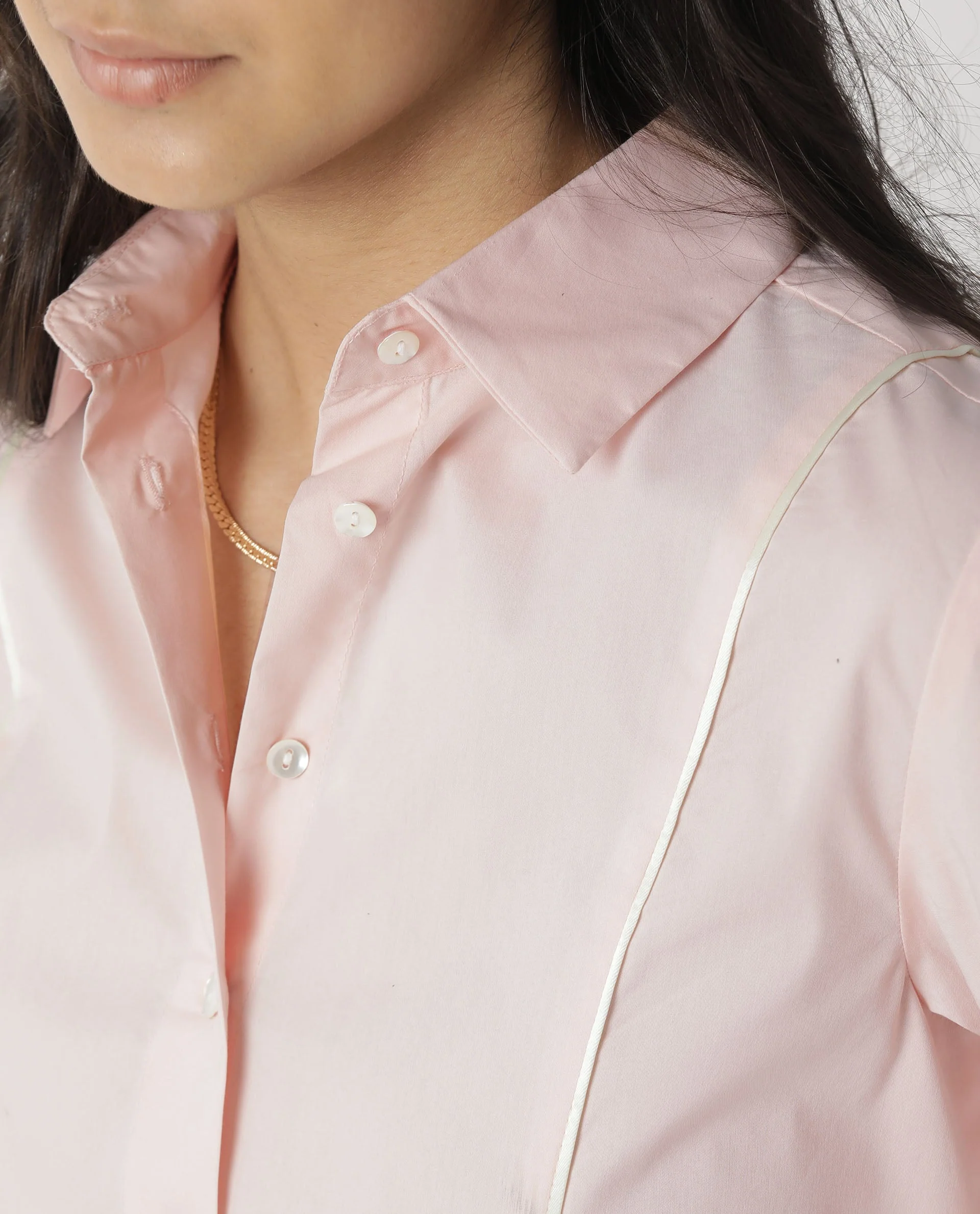 Rareism Womens Bumble Pink Top Cotton Lycra Fabric Regular Fit Cuffed Sleeve Collared Neck - Image 4