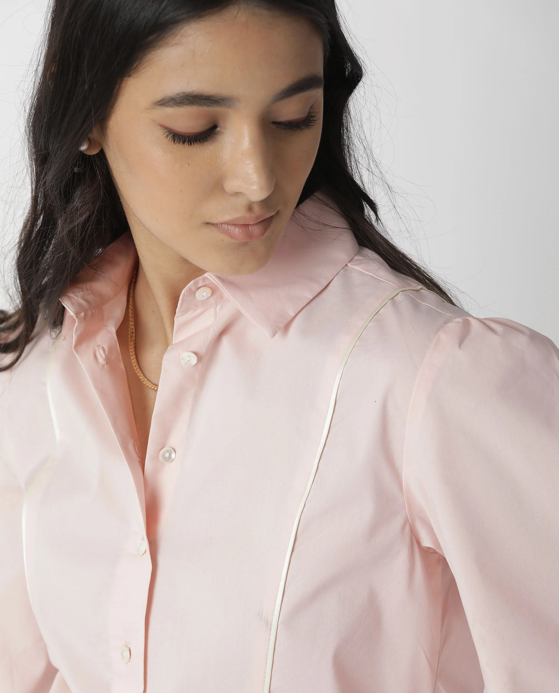 Rareism Womens Bumble Pink Top Cotton Lycra Fabric Regular Fit Cuffed Sleeve Collared Neck - Image 6