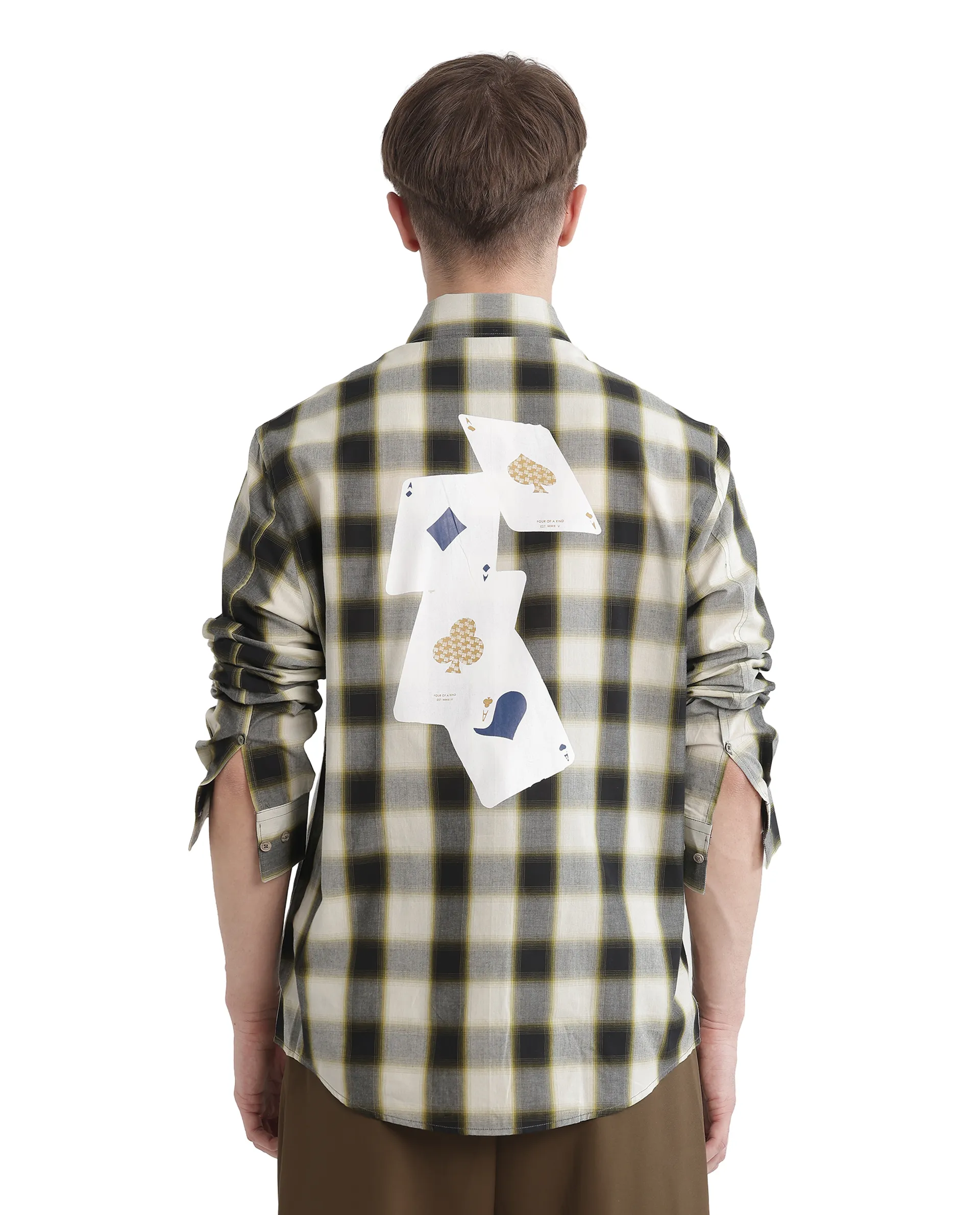 Rare Rabbit Men's Bung Green Cotton Checked Print Oversized Fit Full Sleeve Collared Shirt - Image 4