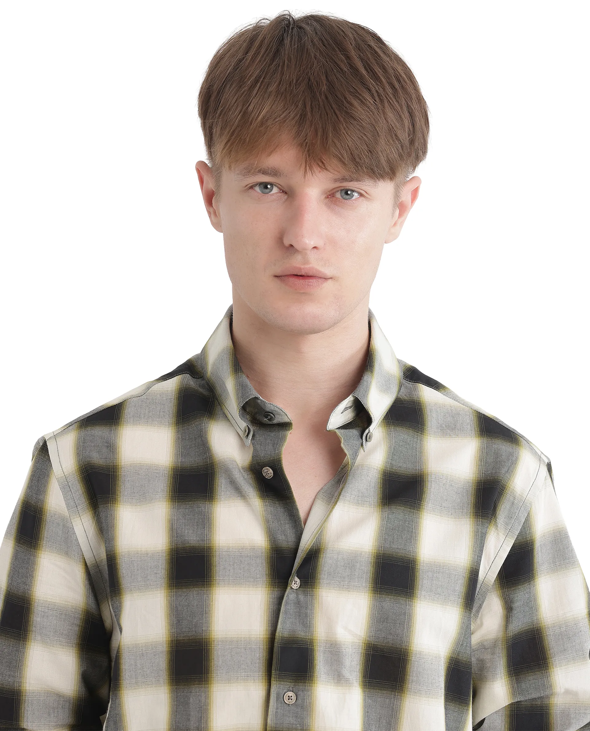 Rare Rabbit Men's Bung Green Cotton Checked Print Oversized Fit Full Sleeve Collared Shirt - Image 8