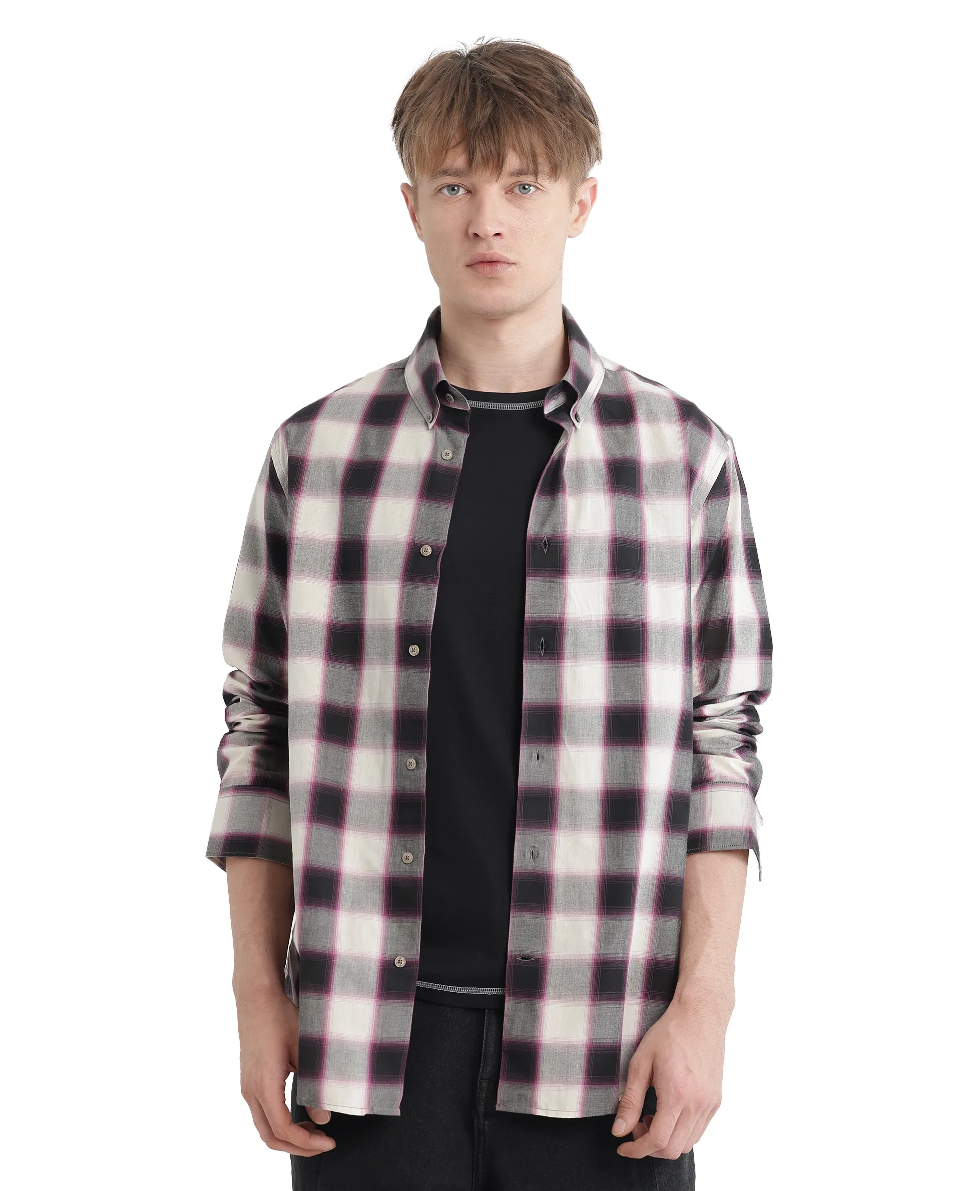 Rare Rabbit Men's Bung Pink Cotton Checked Print Oversized Fit Full Sleeve Collared Shirt - Image 4