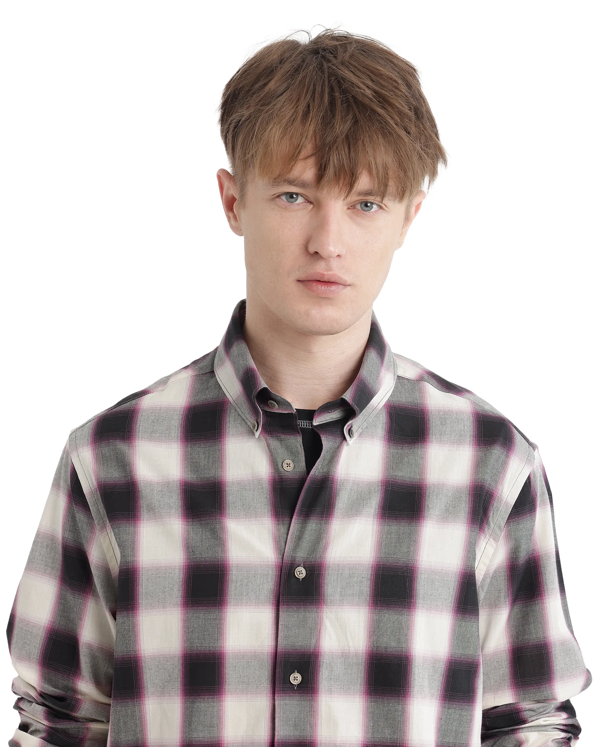 Rare Rabbit Men's Bung Pink Cotton Checked Print Oversized Fit Full Sleeve Collared Shirt - Image 8
