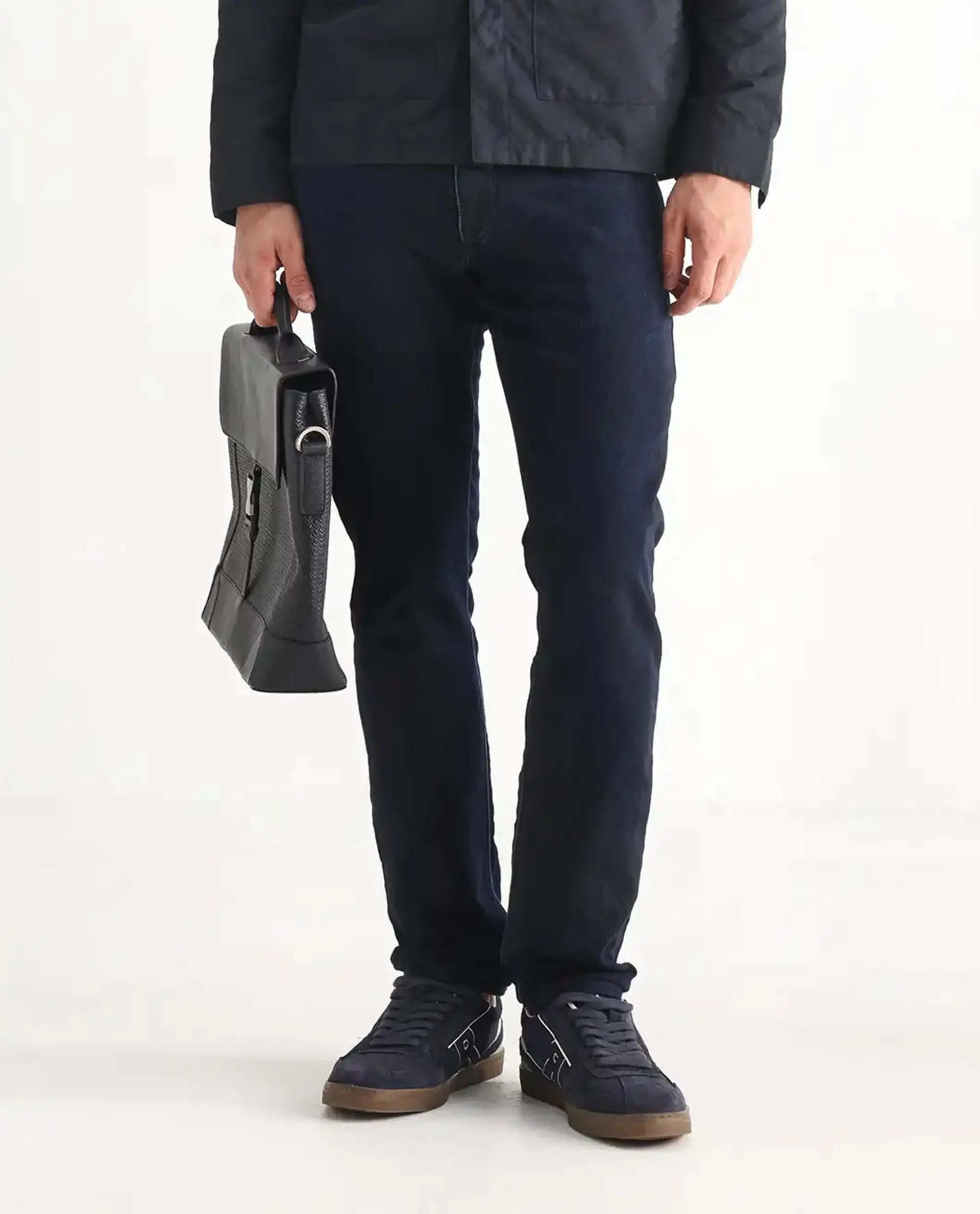 Rare Rabbit Men's Burd Blue Cotton Plain Hawk Slim Fit Jeans - Image 10