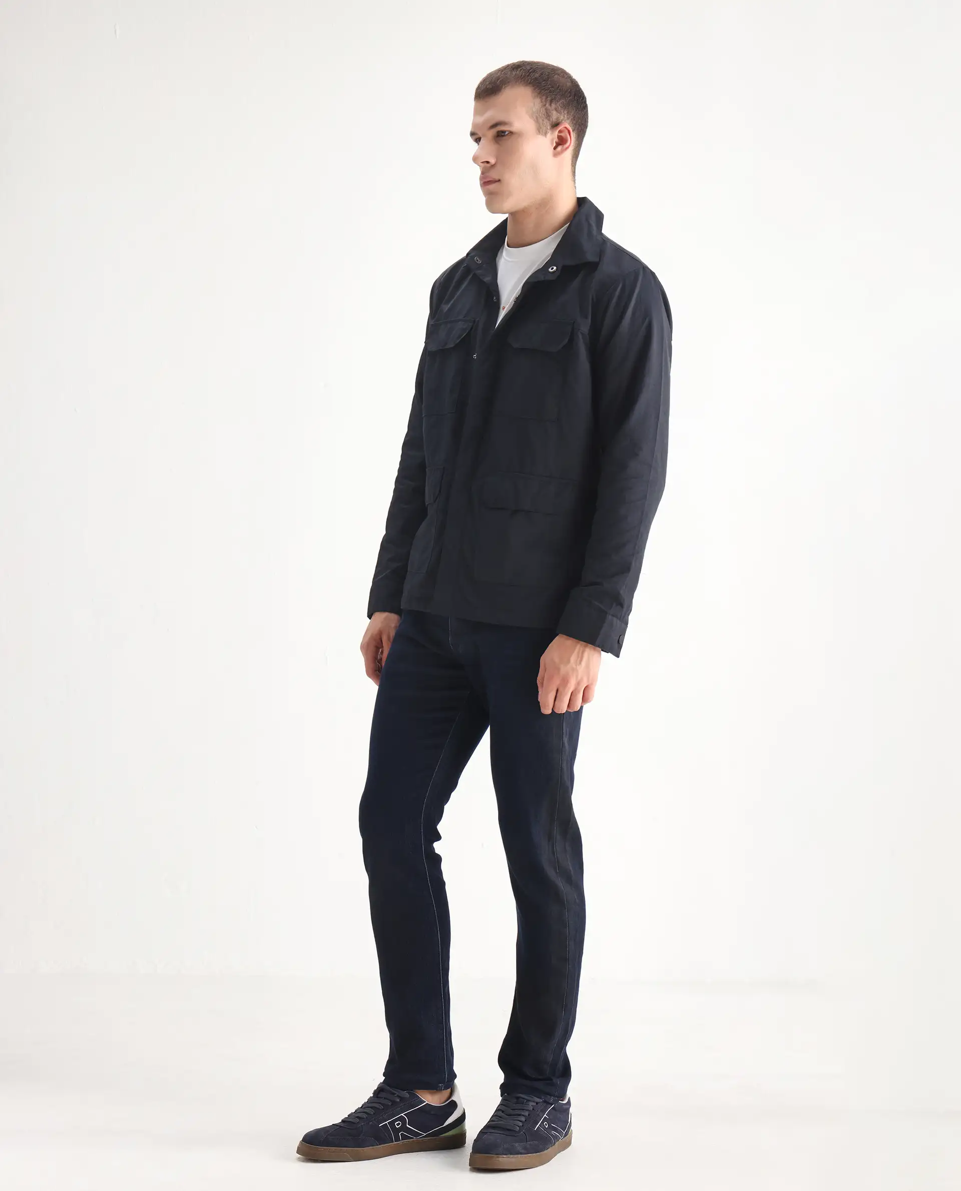 Rare Rabbit Men's Burd Blue Cotton Plain Hawk Slim Fit Jeans - Image 3